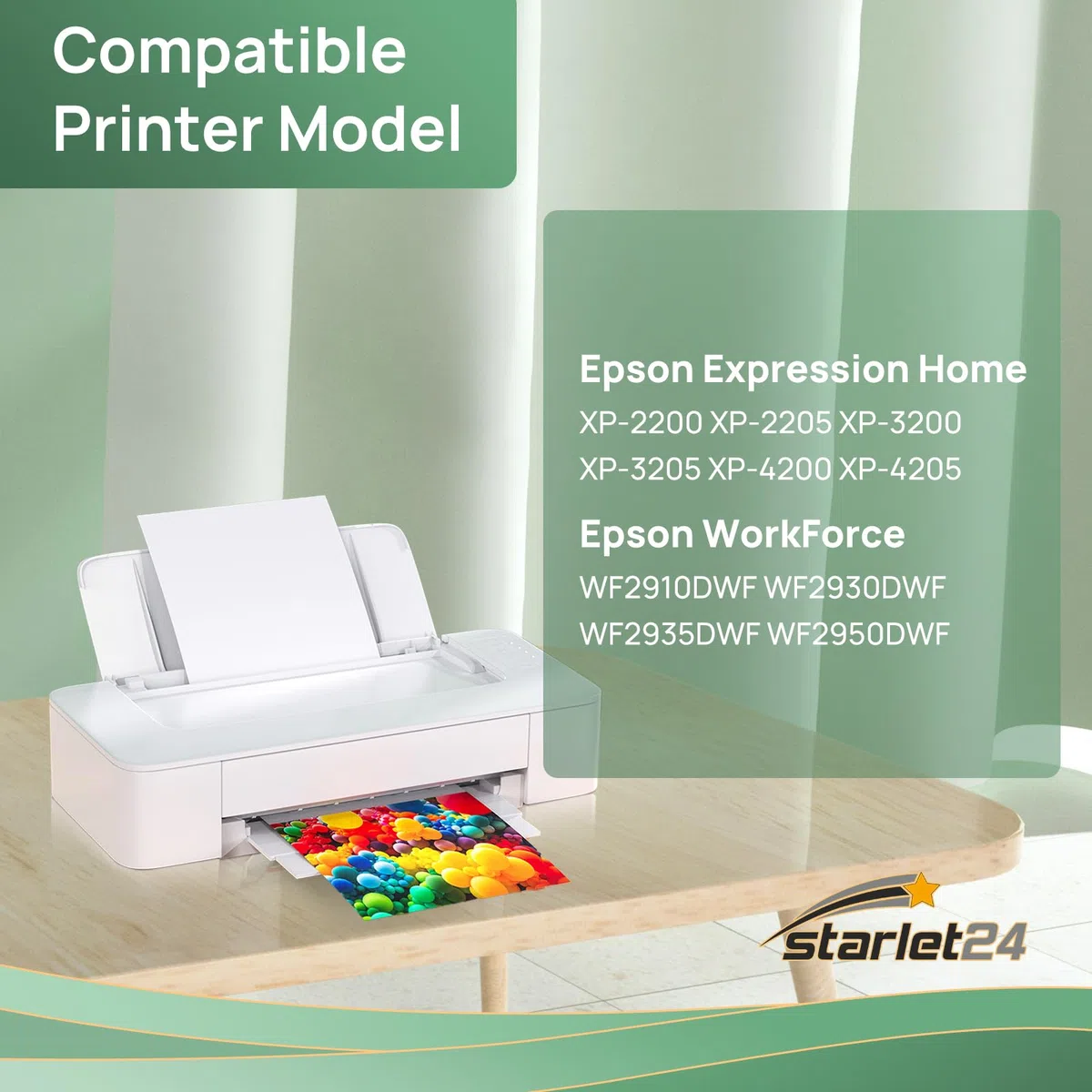 Starlet24 6X kolor Wkłady do drukarek kompatybilne z Expression Home XP-2200 XP-2205 XP-3200 XP-3205 XP-4200 XP-4205 Workforce WF2910DWF WF2930DWF WF2935DWF WF2950DWF
