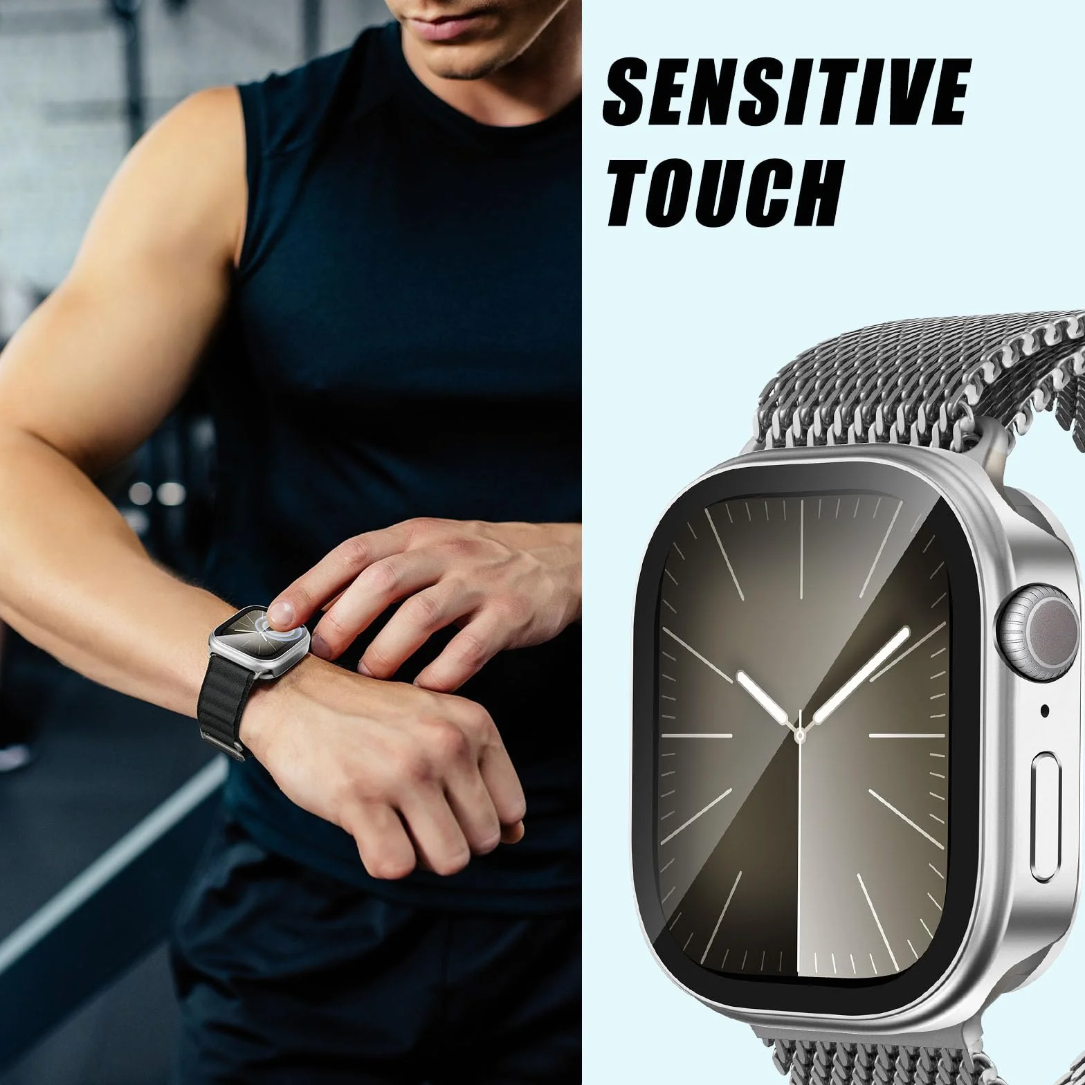 Apple Watch 9/8/7 45mm metalowe etui ochronne 2w1 pełna ochrona 360°