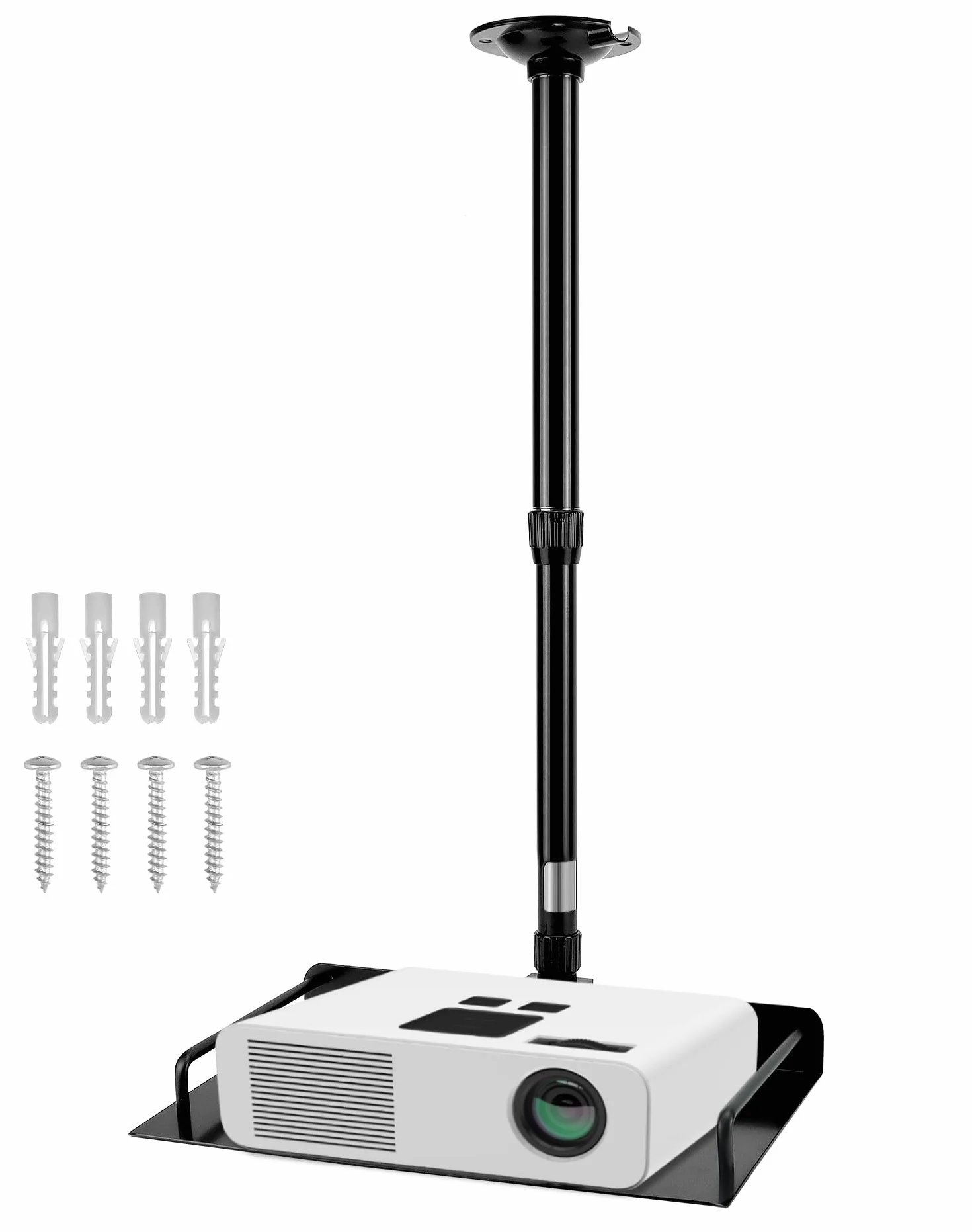 QWORK Uchwyt sufitowy do projektora z prowadnicą kabla 38-60 cm 3 kg