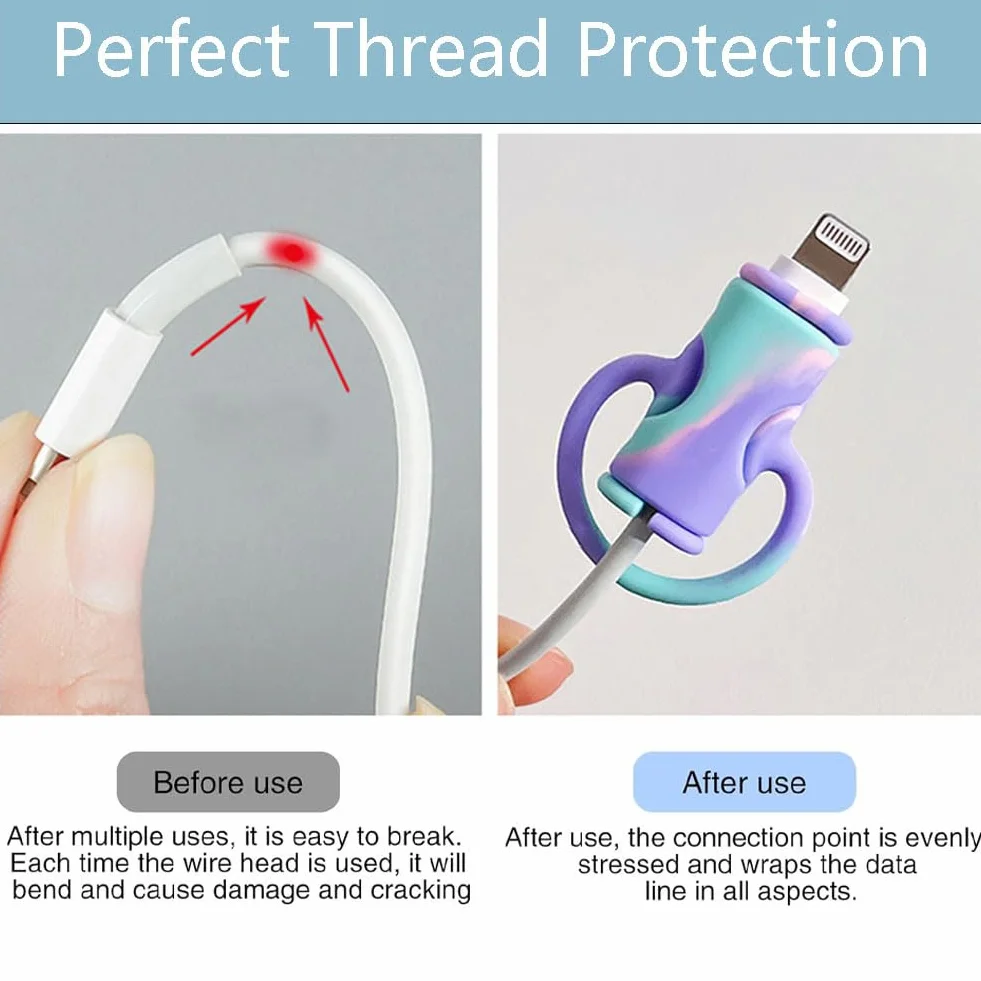 LightBeacon 5 Pack Charging Cable Protector, Miniaturowe etui ochronne na kable danych 2 w 1, Uroczy silikonowy miniaturowy ochraniacz na kable ładujące, do wszystkich kabli ładujących