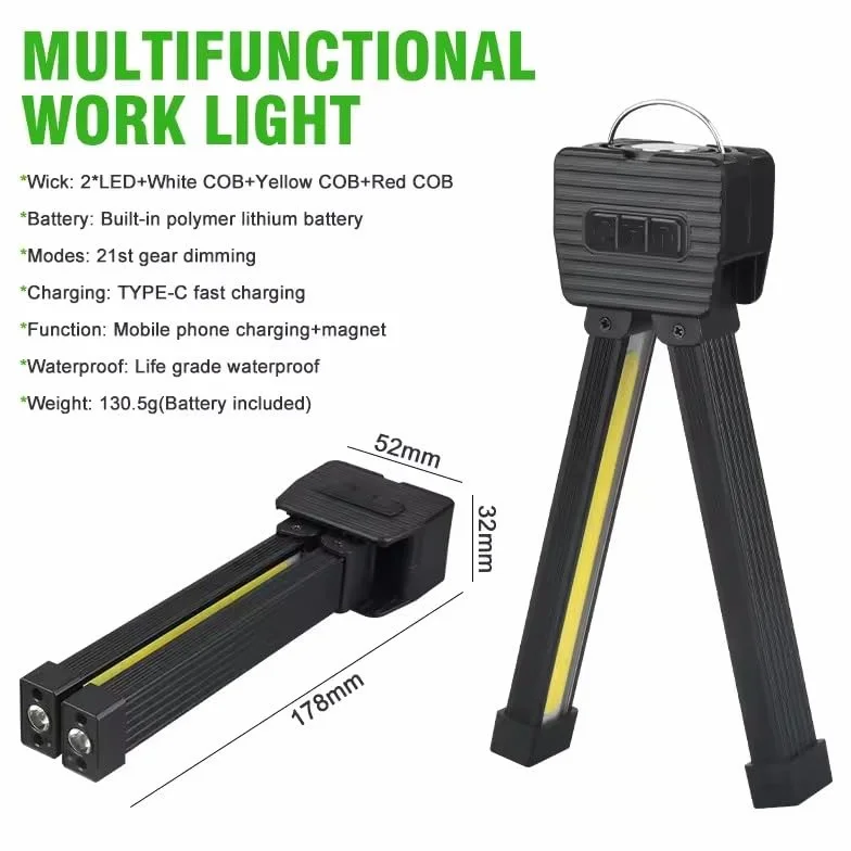 Lampa pozycyjna, lampa do studia fitness do pozowania, magnetyczna lampa pozycyjna, przenośna lampa do studia fitness z 7-stopniową funkcją ściemniania, 4 różnymi kolorami światła i funkcją składania