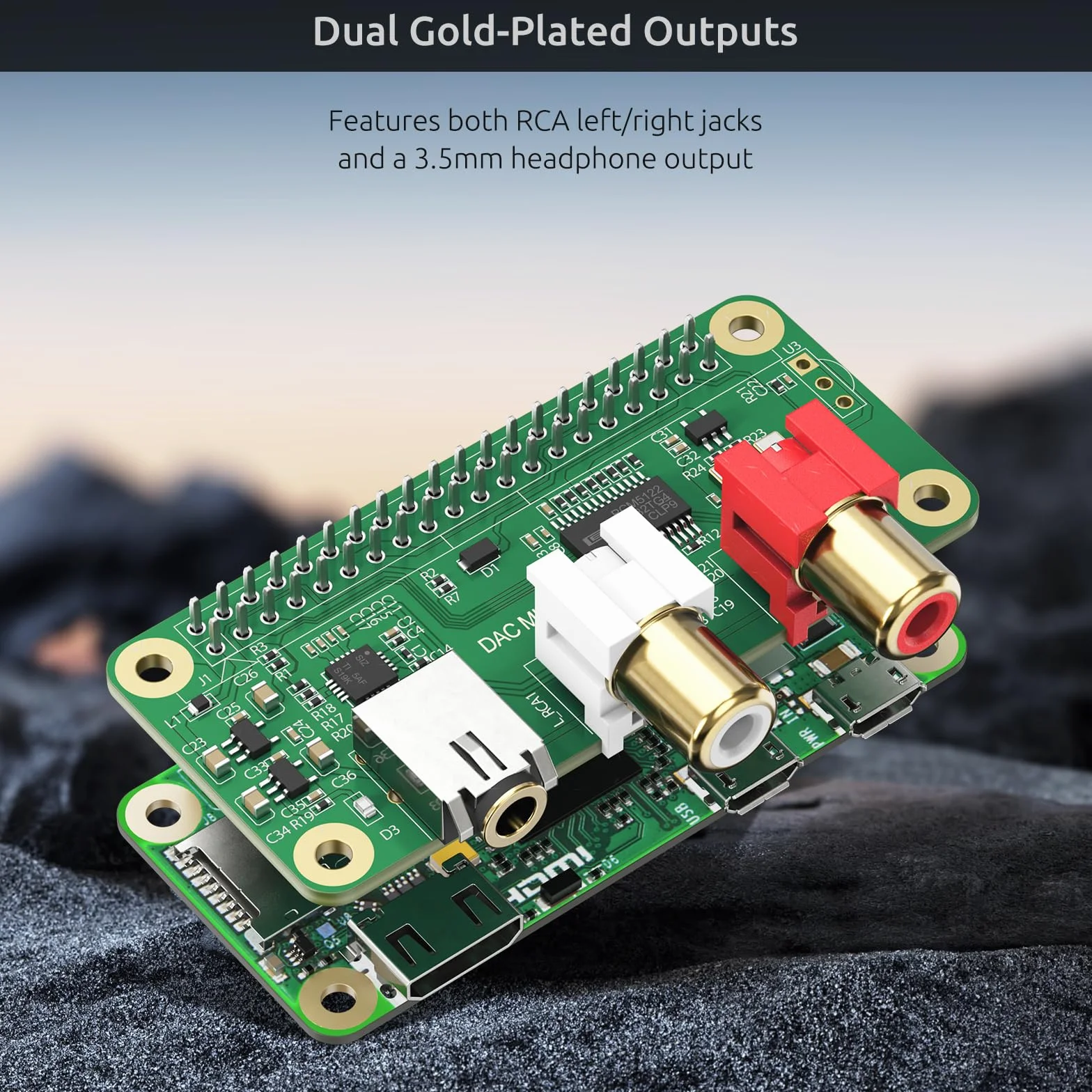 InnoMaker DAC Mini Hat Karta Dźwiękowa PCM5122 do Raspberry Pi 5/4/3B+/Zero 2W, Shield HiFi 384kHz/32bit z Wyjściem RCA i 3.5mm