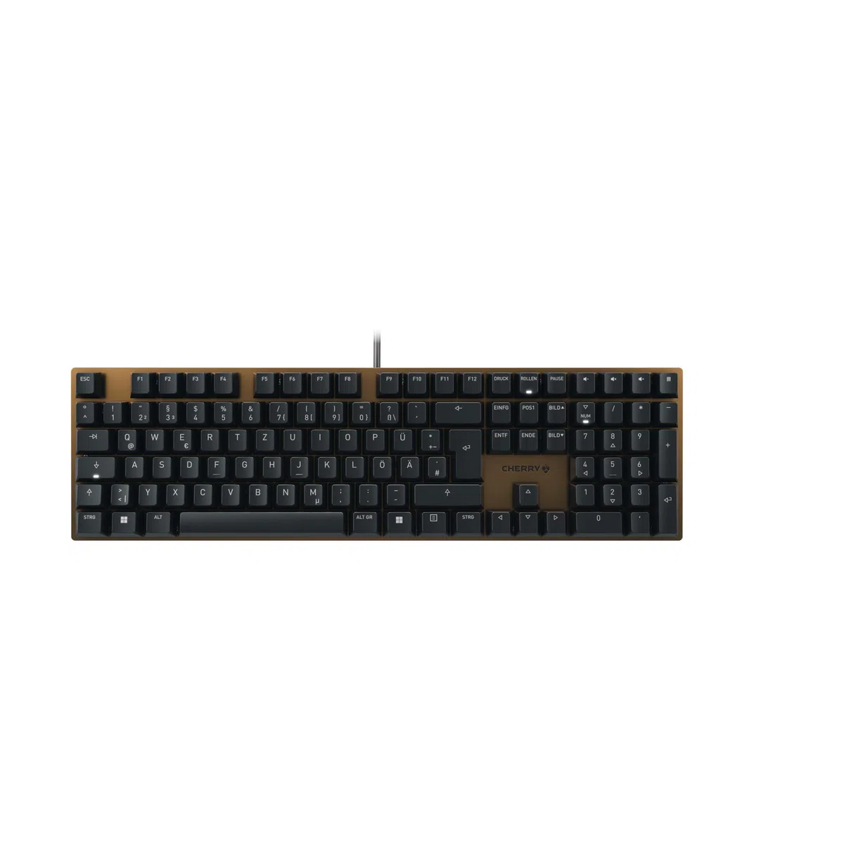 CHERRY KC 200 MX mechaniczna klawiatura biurowa z anodowaną metalową płytką, niemiecki układ (QWERTZ), przewodowa, MX2A SILENT RED Switche, czarny/brąz