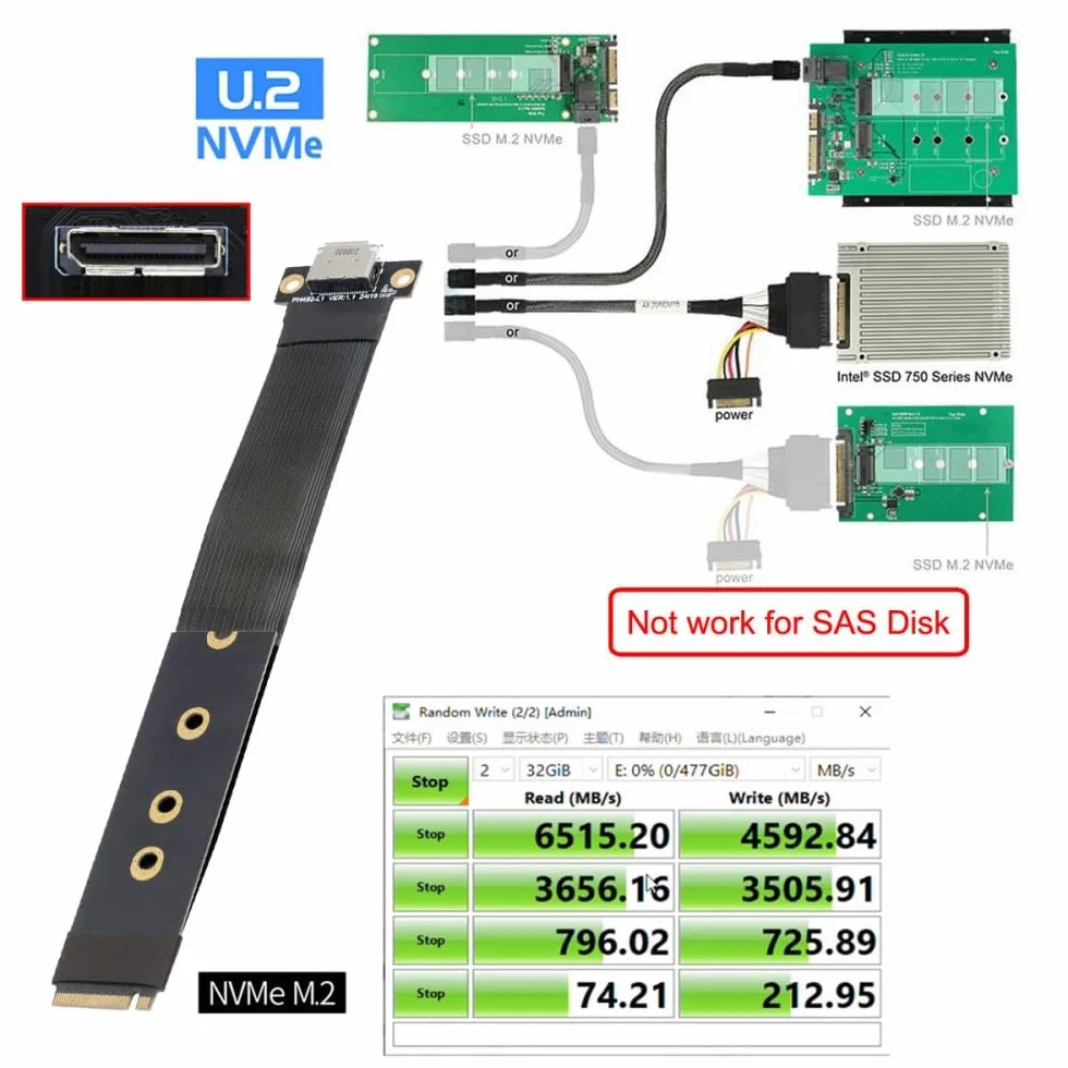CY Kabel hosta 2280 NGFF PCI-E4.0 M.2 M-key do Oculink SFF-8612 SFF-8611 15 cm dla NVME U.2 SSD Egpu