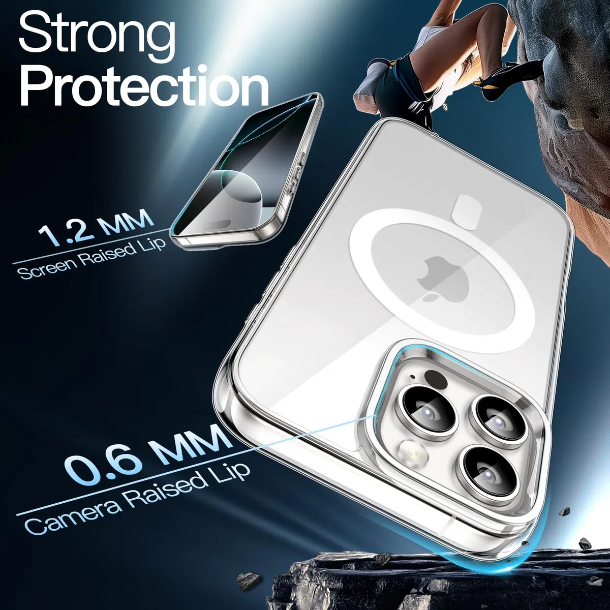 JETech Magnetyczna Etui dla iPhone 16 Pro, Przezroczyste | Kompatybilny z MagSafe, Wstrząsoodporne Osłona Bumper, Odporne na Zarysowania, Przezroczysty Tył