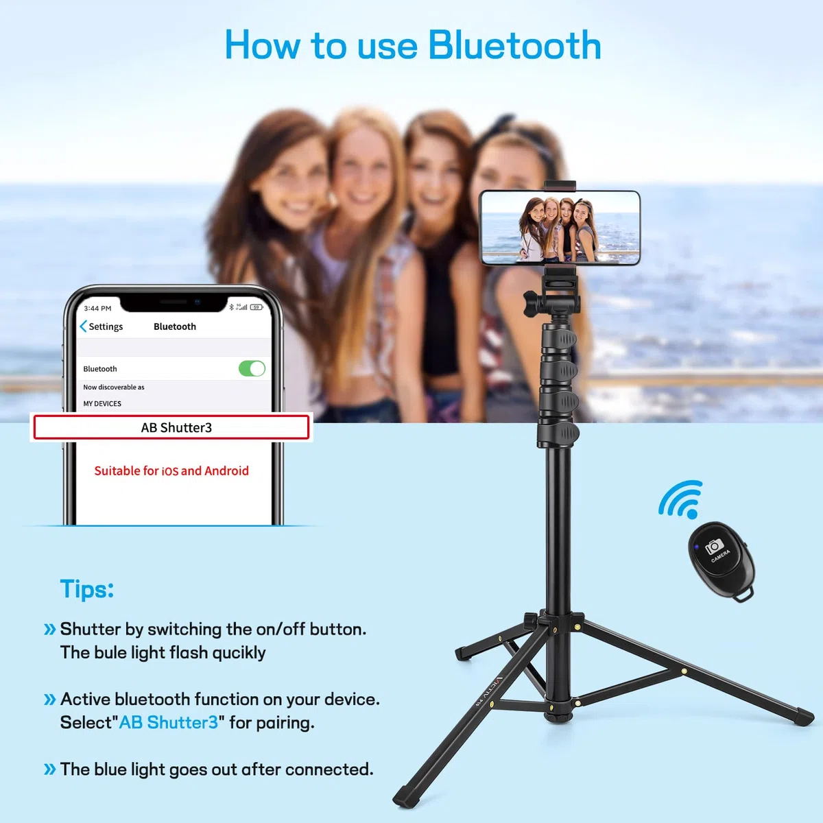 Victiv aluminiowy statyw do smartfona 172 cm, wysuwany statyw do selfie z bezprzewodowym pilotem zdalnego sterowania i uchwytem na telefon komórkowy, kompatybilny z iPhone 14 13 12 11 Pro XS Max XR,