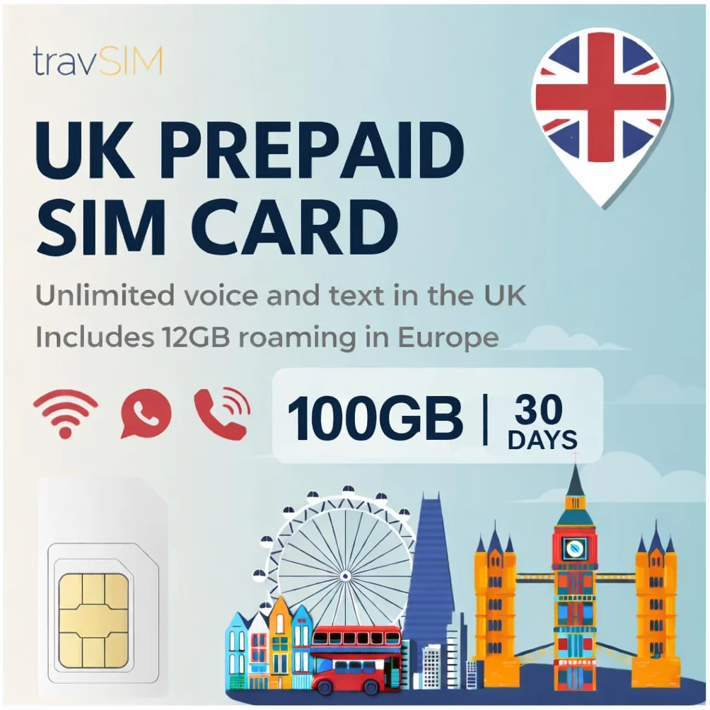 travSIM Karta SIM UK 75 GB + nielimitowane rozmowy i SMS 4G/5G 30 dni