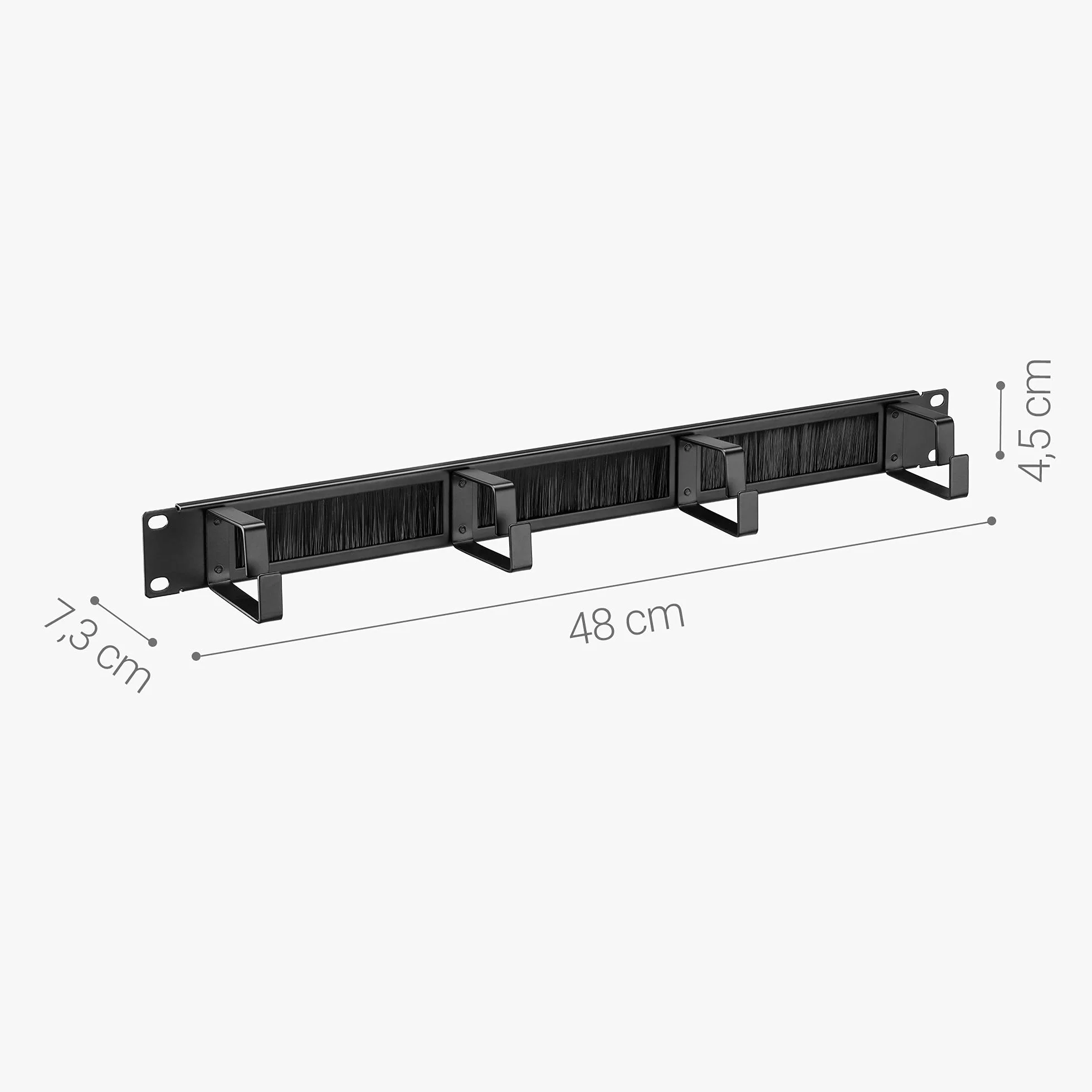 kwmobile 3X 19 cali Rack Kabelmanager - z 4 metalowymi pierścieniami i szczotkami do otworów kabli - szafka serwerowa szafka sieciowa zarządzanie kablami przewody
