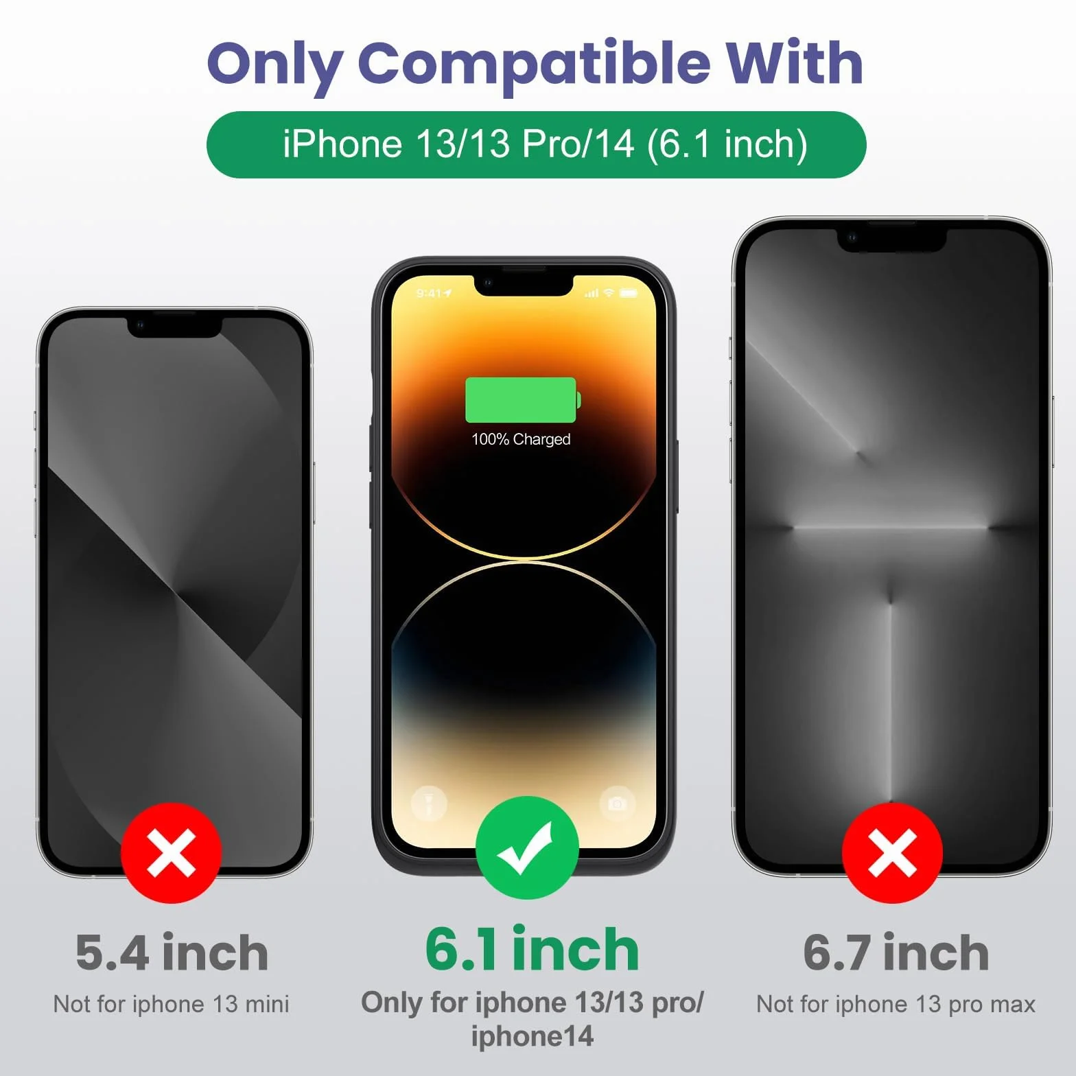 Etui na baterię do iPhone 14/13 Pro/13, HETP [7500 mAh] etui do ładowania baterii z folią ochronną, przenośna ładowarka do baterii, wydajna ładowarka do iPhone 14/13 Pro/13, czarne