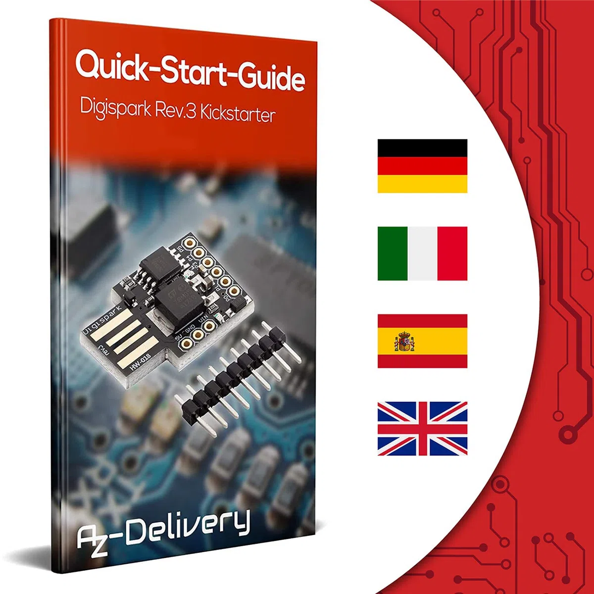 AZDelivery 3 x Digispark Rev.3 Kickstarter z ATTiny85 i USB kompatybilny z Arduino wraz z e-Book!