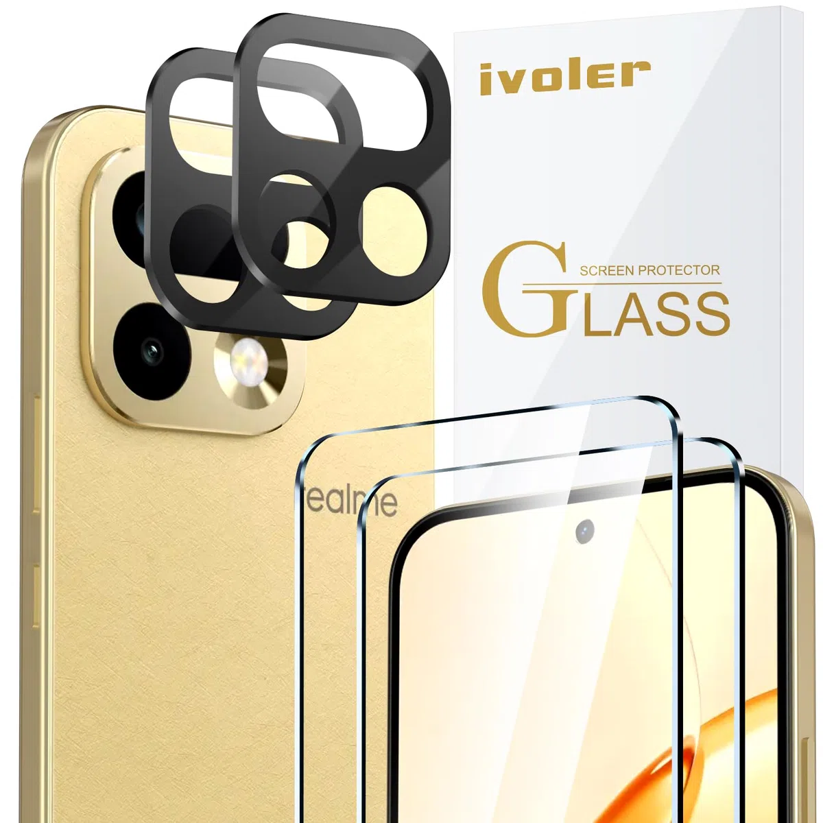ivoler Szkło Hartowane do Realme 16 Pro 5G, 2 Sztuki Szkła na Ekran + 2 Sztuki na Aparat, Twardość 9H, HD Clear, Odporne na Zarysowania i Bąbelki