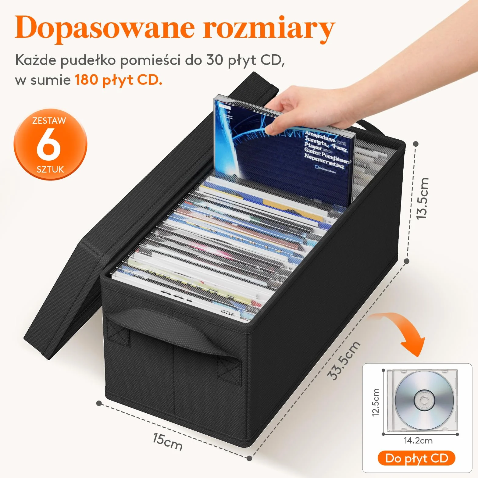 Lifewit Organizer na Płyty CD Składane Pudełko do Przechowywania, Czarny, 33,5 x 15 x 13,5 cm, Zestaw 6 Sztuk