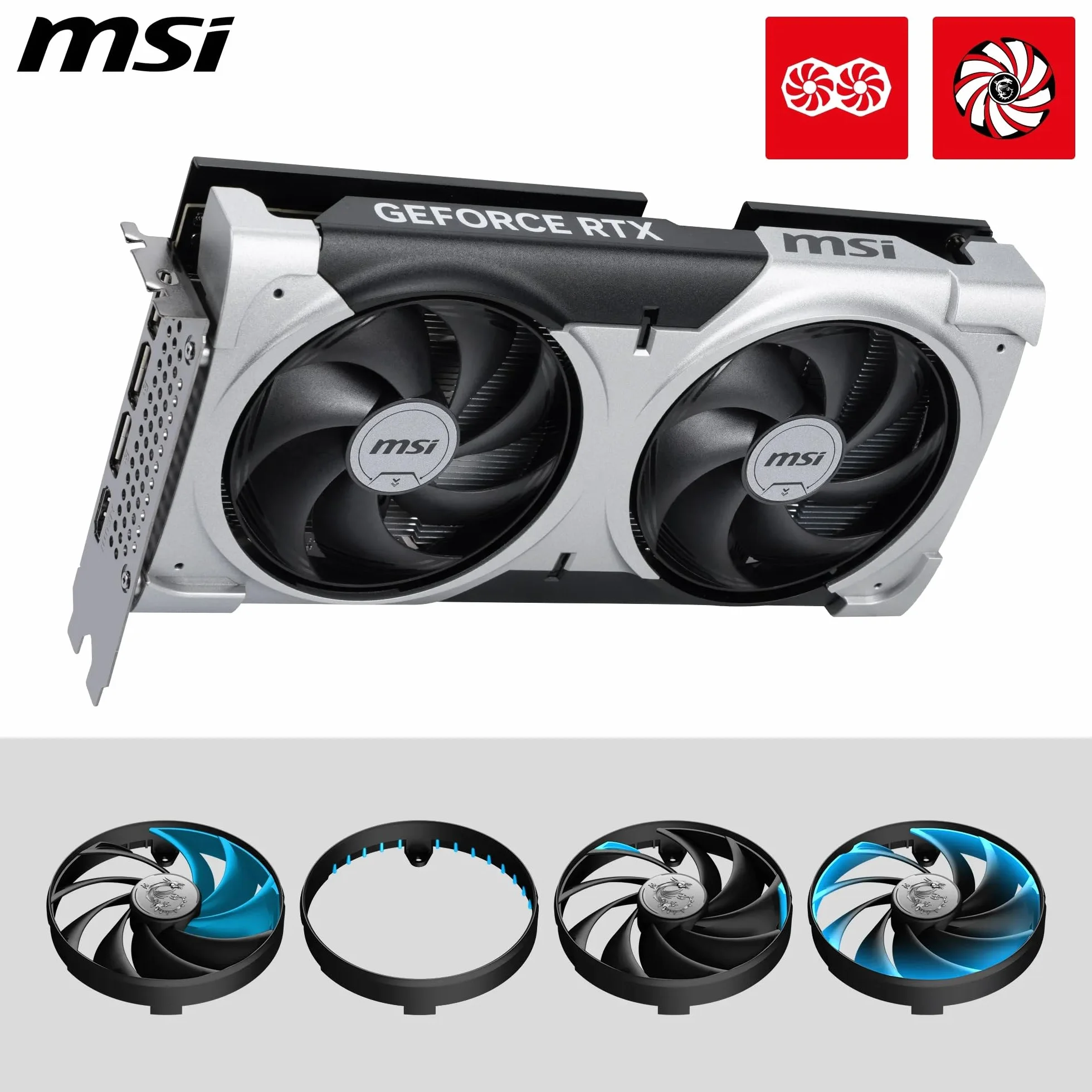 MSI Karta graficzna GeForce RTX 5060 Ti 16G VENTUS 2X OC PLUS - GPU RTX 5060 Ti, 16 GB GDDR7 (28 Gb/s/128-bit), PCIe 5.0 - podwójny wentylator konstrukcja termiczna (2 x wentylator STORMFORCE) - HDMI