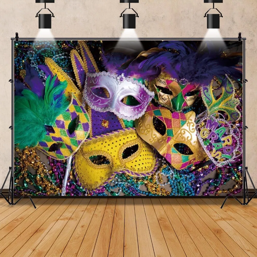 Kolorowa maska, tło, Mardi Gras, karnawał, maskarada, przebranie, studniówka, artykuły imprezowe, dekoracje, tło do fotografii, festiwalu, fiesty, przyjęcie urodzinowe, baner, rekwizyty, 4,5