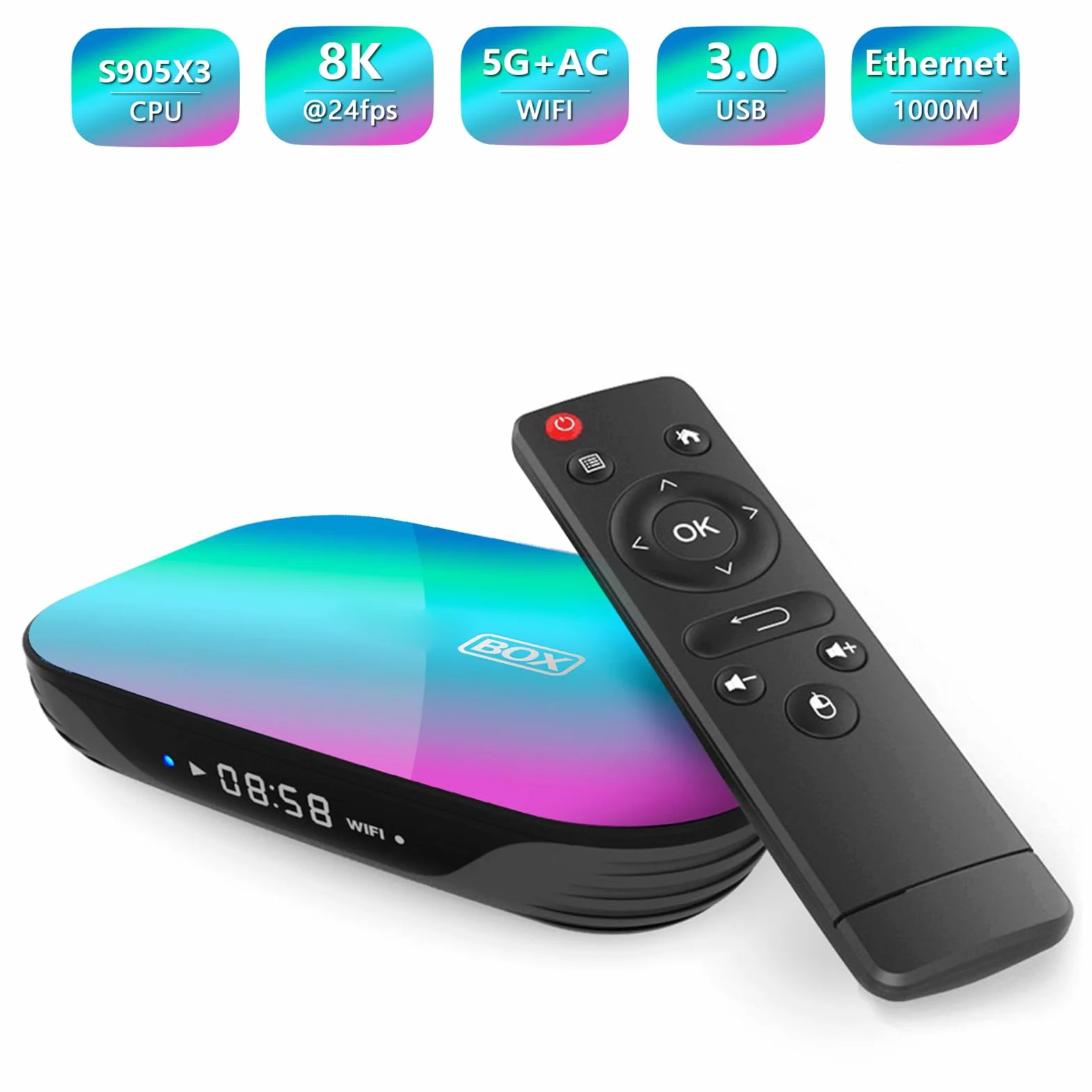 Jectse TV, Pudełko 4 GB DDR3, Czterordzeniowy Dekoder S905X3 8K z Podwójnym WiFi Gigabit Ethernet 2,4G 5G dla Domu (4+32G wtyczka UE)