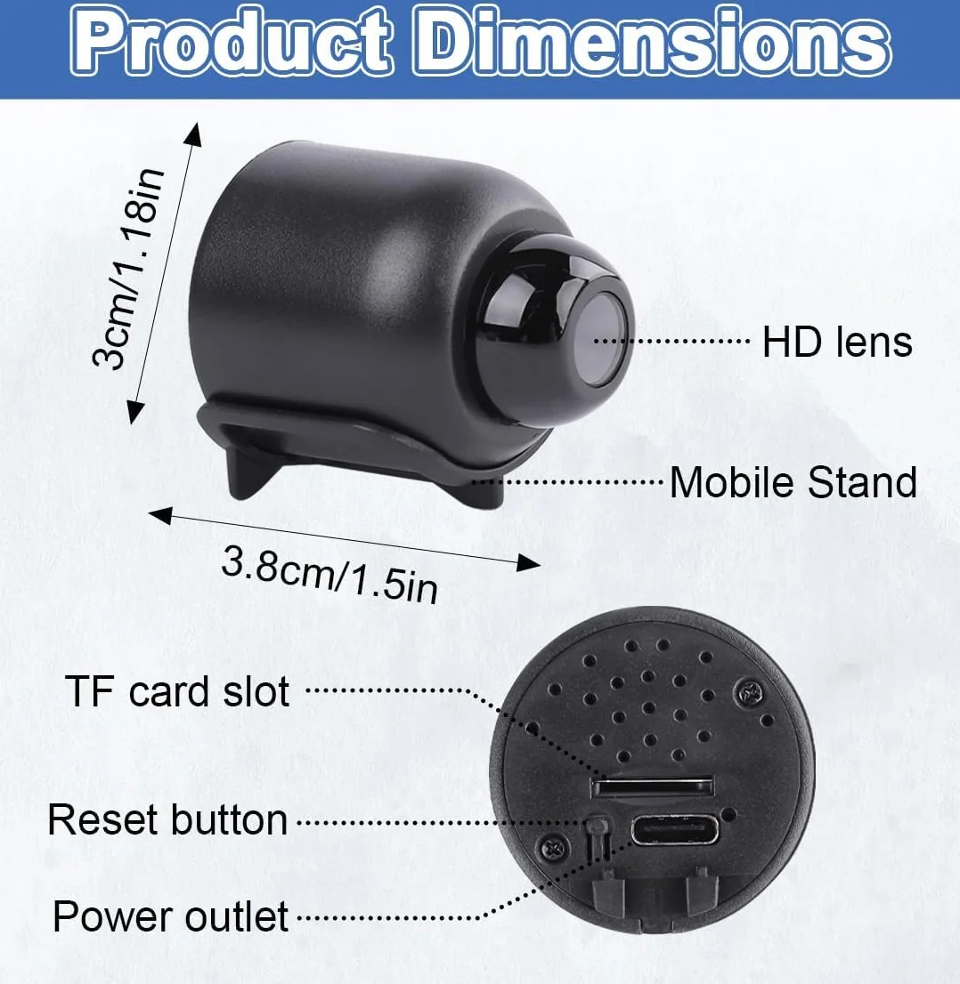 Mini kamera HD z noktowizorem, bezprzewodowa kamera do monitoringu Wi-Fi z noktowizorem i transmisją na żywo na telefon komórkowy – magnetyczna mini kamera do samochodu, domu, biura