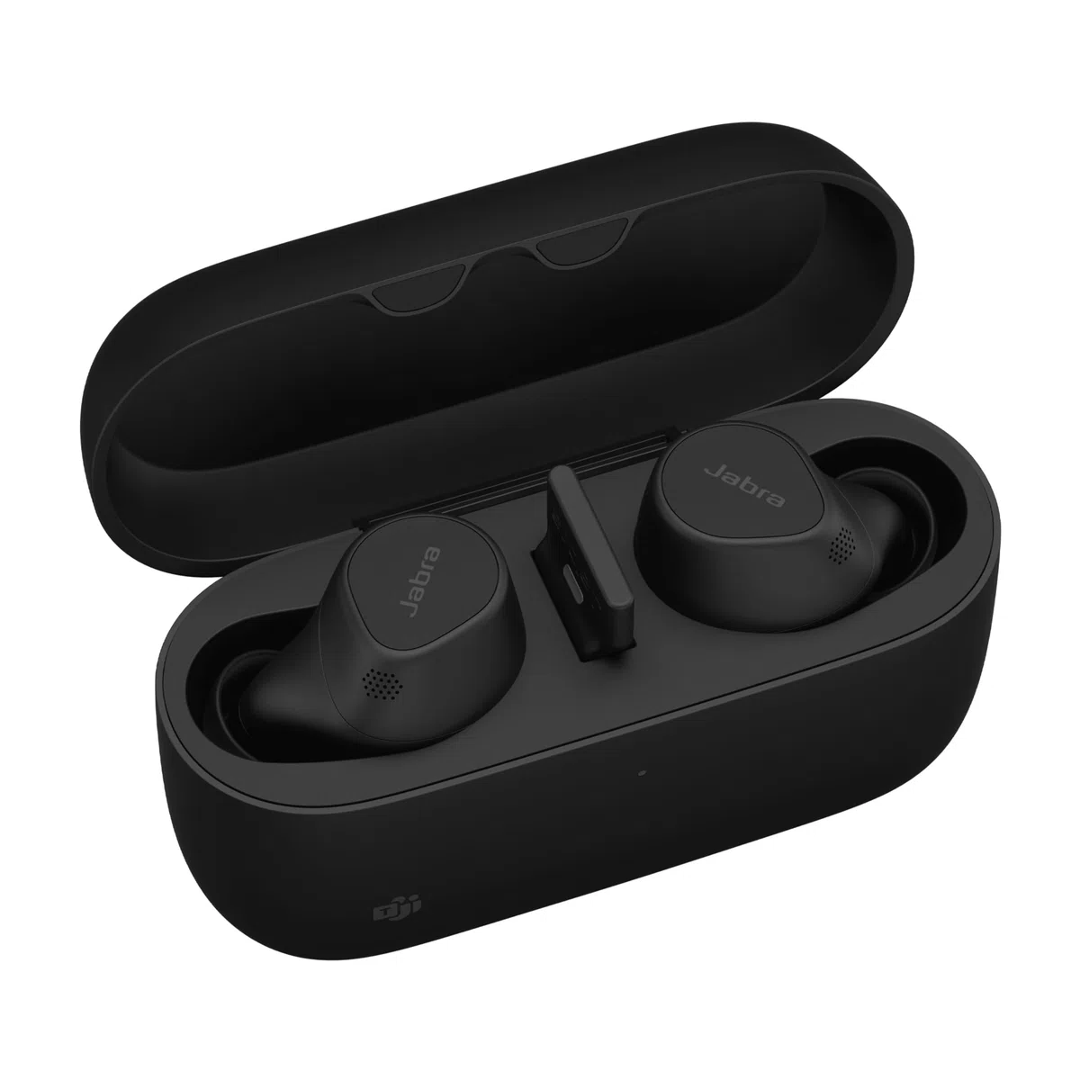 Jabra Evolve2 Buds Prawdziwie bezprzewodowe douszne słuchawki Bluetooth z aktywną redukcją szumów i technologią MultiSensor Voice z 4 mikrofonami - certyfikat Microsoft Teams i inne platformy. Czarne | Bluetooth, z aktywną redukcją szumów, technologią Mul