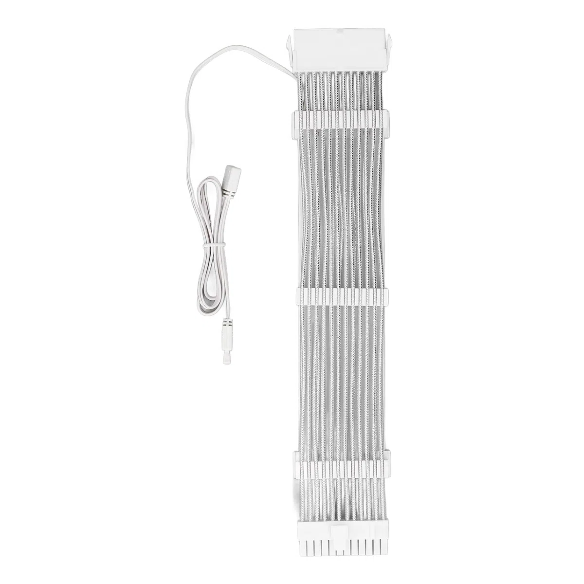 Przedłużacz Zasilania GPU ARGB, Jasny Wielokolorowy Design, Przedłużacz Zasilania 24PIN do 24PIN do Komputerów do Gier, Kolor Biały 60 Cm