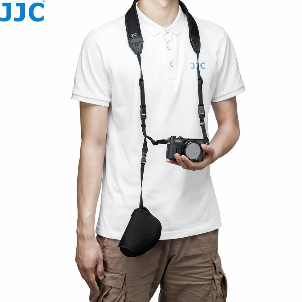 JJC OC-S1BK Ultra lekka neoprenowa czarna torba na aparat do Sony A5000, A5100, A6000 + 16-50 mm (SELP1650) obiektyw/Fujifilm X-M1 X-T10 + 18 mm obiektyw/Fujifilm X30.