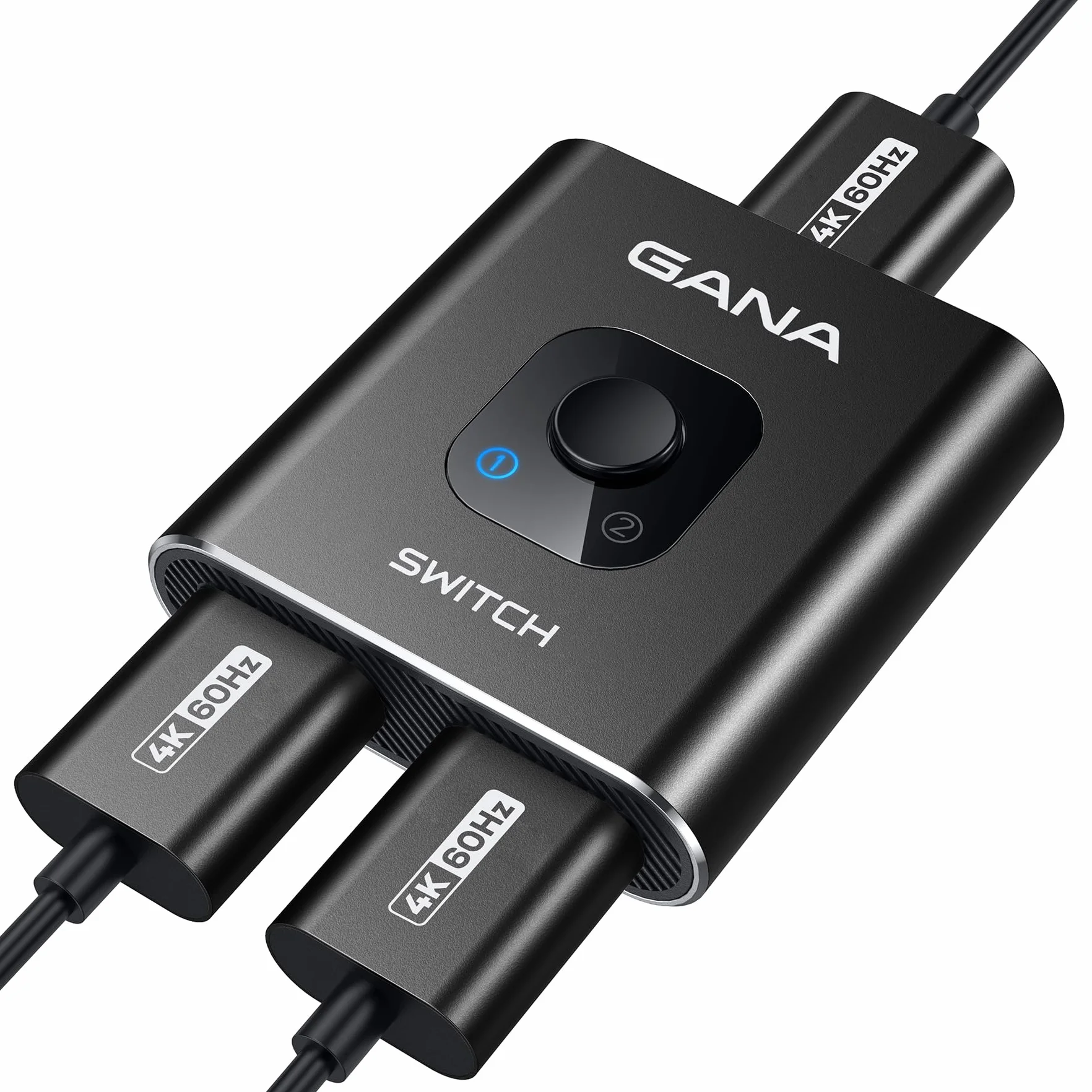 GANA Rozdzielacz HDMI 4K 60 Hz dwukierunkowy 1 w 2 wyjścia ręczny przełącznik HD