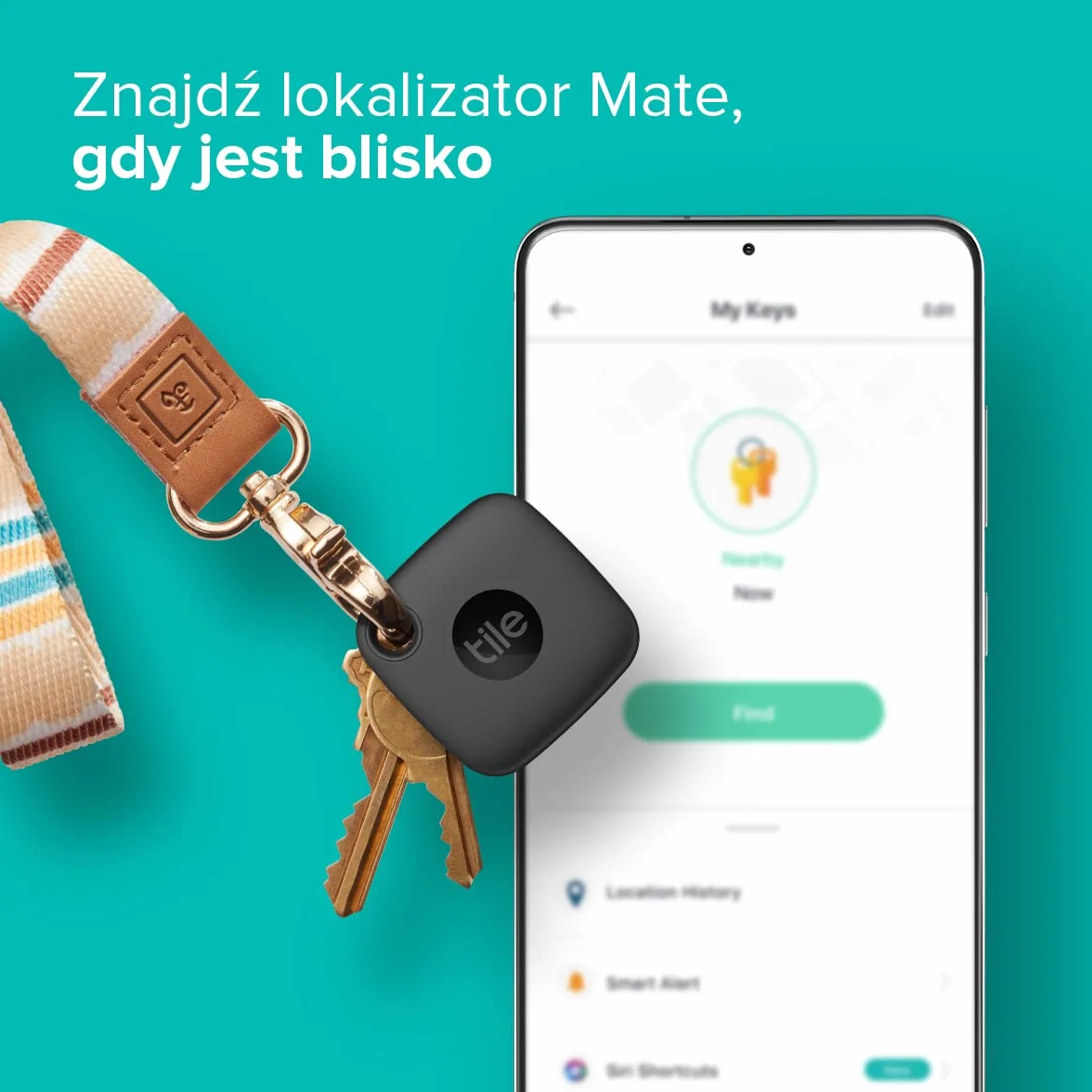 Tile Mate (2022) Lokalizator Bluetooth 1 Pak, zasięg 60m, aplikacja iOS i Android, Czarny