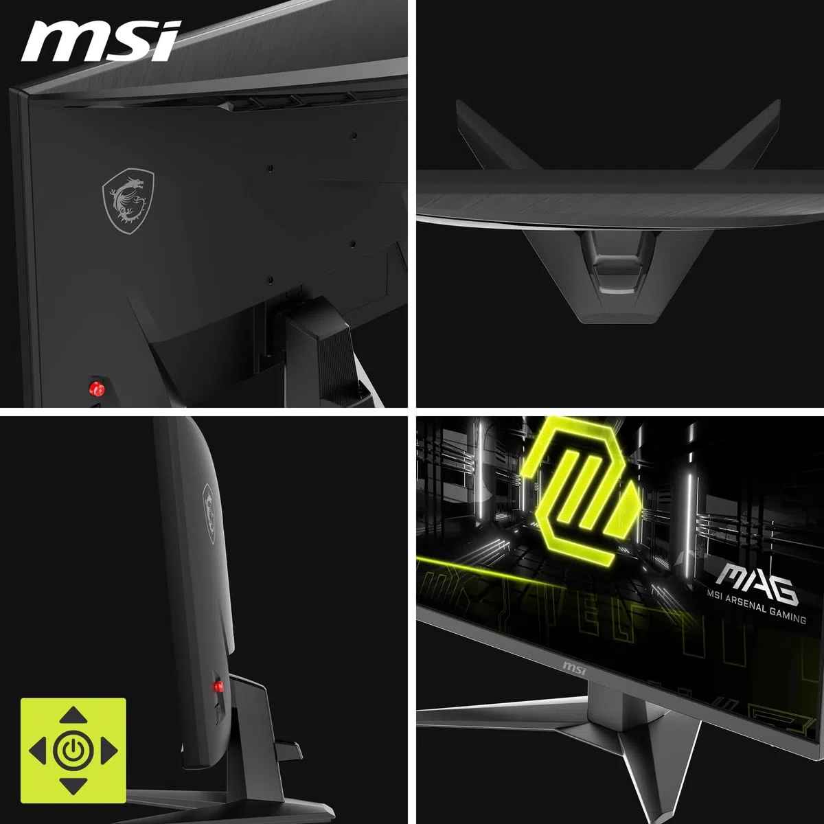 MSI MAG 242F Gaming Display 24'' FHD - Szybki panel IPS 1920 x 1080, 200 Hz / 0,5 ms, HDR Ready, AMD FreeSync Premium, HDMI 2.0b, DP 1.2a, konstrukcja bez obramowania, odchylana, kompatybilny z VESA