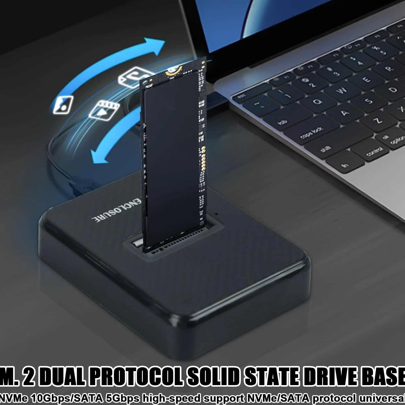 M.2 NVMe i SATA stacja dokująca, 10 Gb/s USB 3.2 Gen2 adapter do M-Key/B+M Dual Key zewnętrzny protokół NVMe i NGFF SSD 2230/2242/2260/2280 SSD