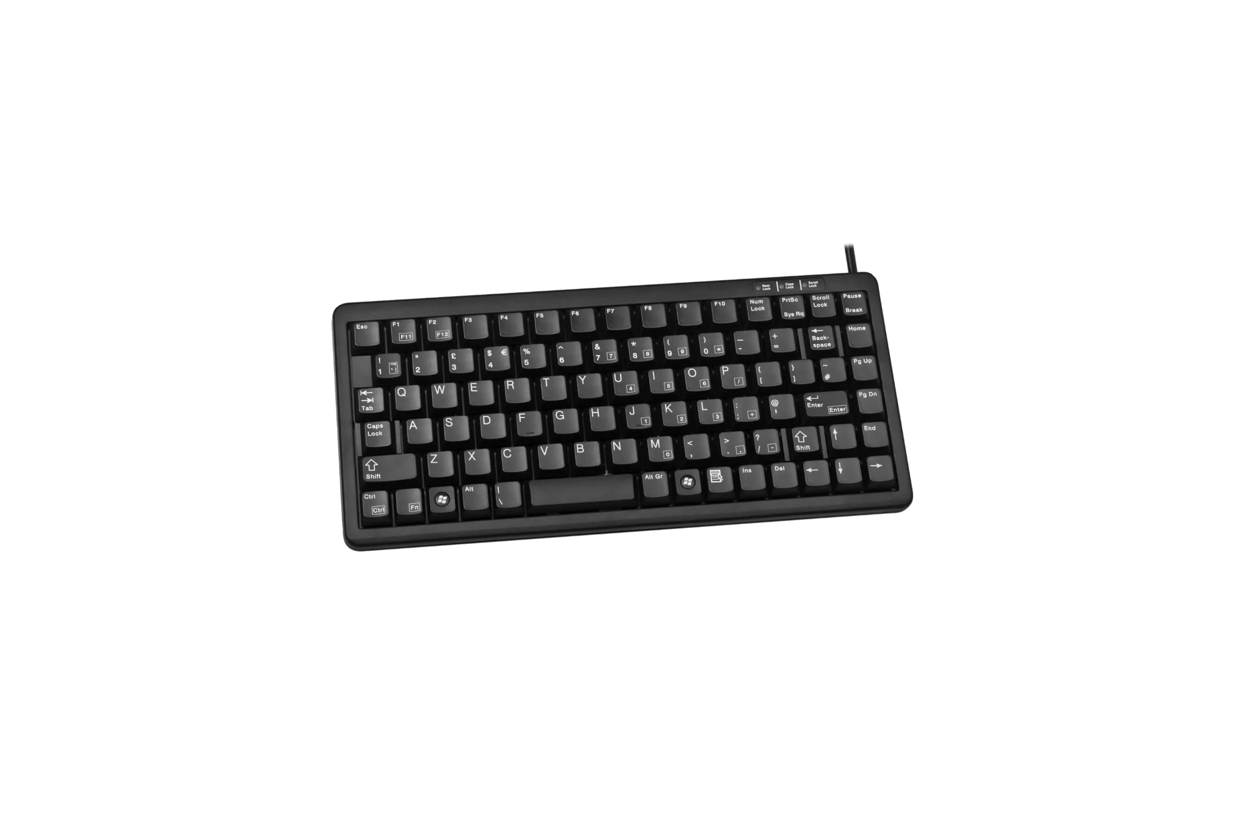 CHERRY Compact Keyboard G84-4100, układ międzynarodowy, klawiatura QWERTY, klawiatura przewodowa, kompaktowa konstrukcja, mechanika ML, jasnoszary