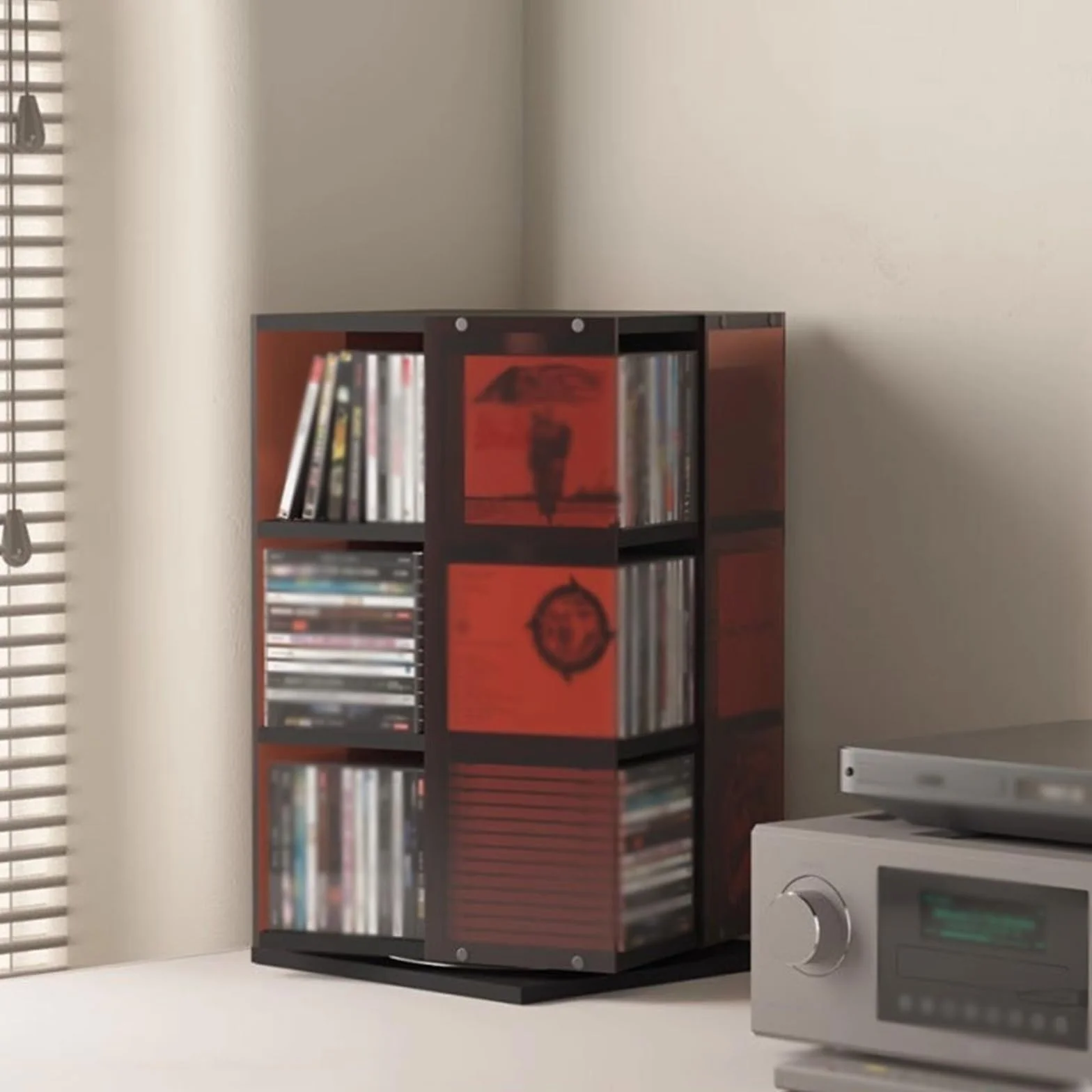 przechowywanie nagrań Obrotowy stojak na płyty CD, akrylowy albumy do biura domowego Organizator na biurko