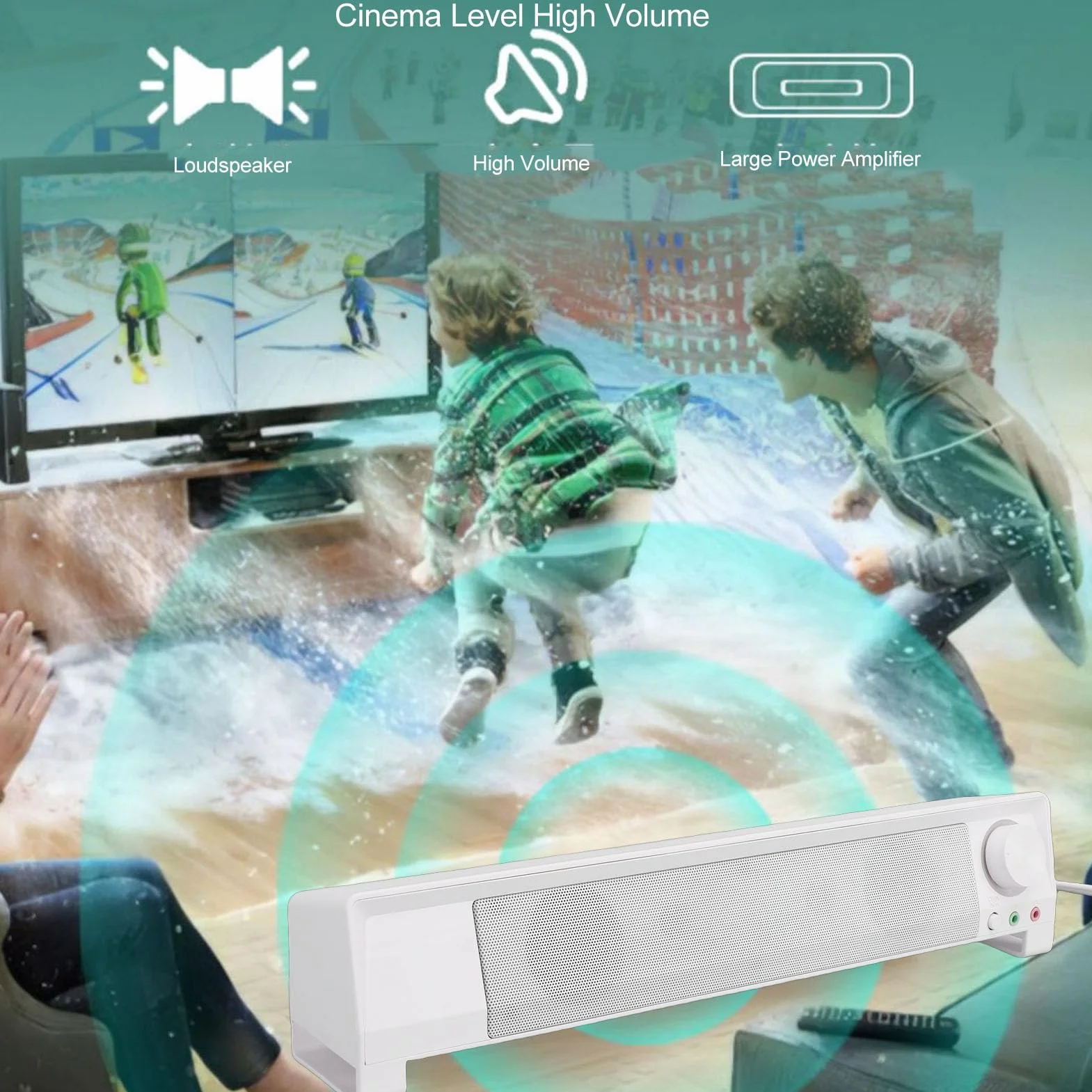 Dilwe Soundbar do Komputera, materiał ABS, Czysty Dźwięk z Basem, Wejście USB do Komputera Stacjonarnego i Gier