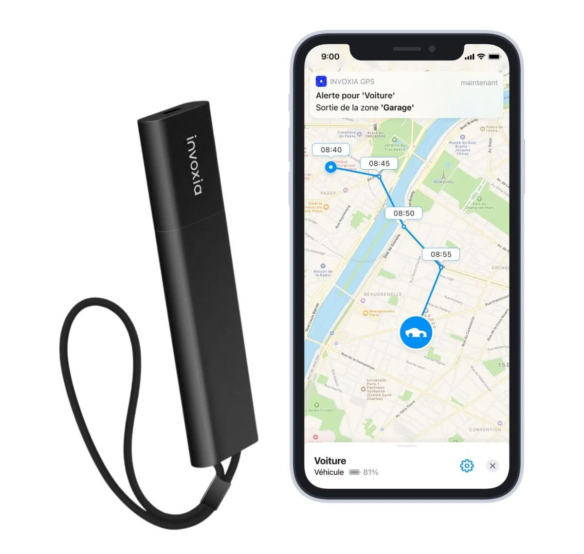 Invoxia Tracker GPS Pro bez karty SIM, z alarmem antykradzieżowym w czasie rzeczywistym, długi czas eksploatacji, do samochodów, motocykli, toreb, dzieci, osób starszych, wartościowych przedmiotów,