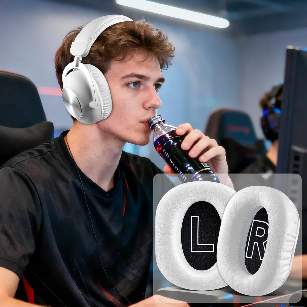 SOULWIT Wymienne nauszniki do Logitech G Pro, G Pro X, G Pro X 2, G Pro X SE słuchawek, poduszki nauszników z miękkiej skóry proteinowej i pianki zapamiętującej kształt o wysokiej gęstości