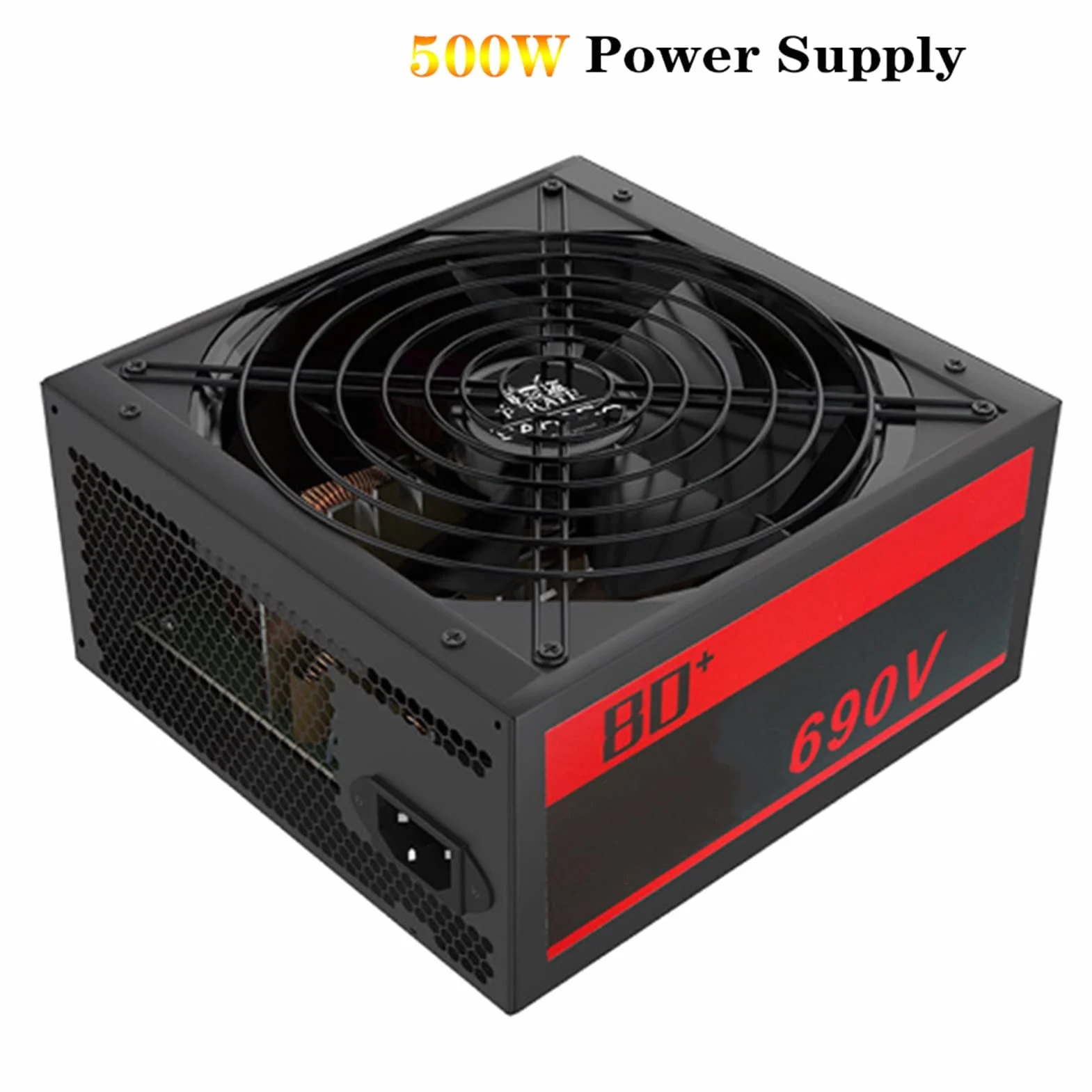 EZZON Zasilacz PC PSU znamionowy 500 W do obudowy komputera ATX Gaming 120mm wentylator 20/24PIN 12V źródło pulpitu