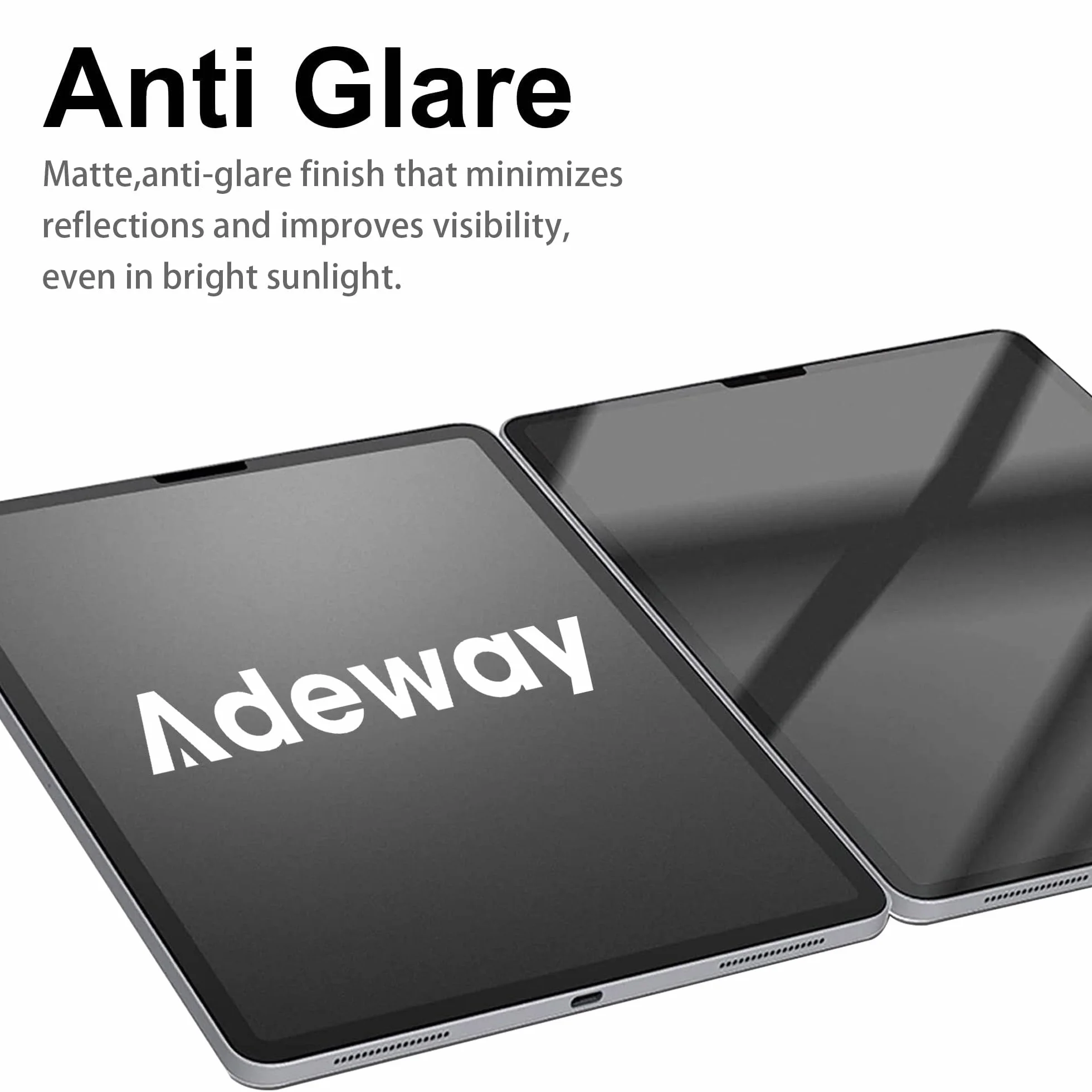 Adeway Ochraniacz ekranu do iPad Air 11 cali (2025 M3 & 2024 M2) - Matowe hartowane szkło do pisania i rysowania, odczucie tekstury papieru, antyrefleksyjne, łatwa instalacja, 2 sztuki w zestawie