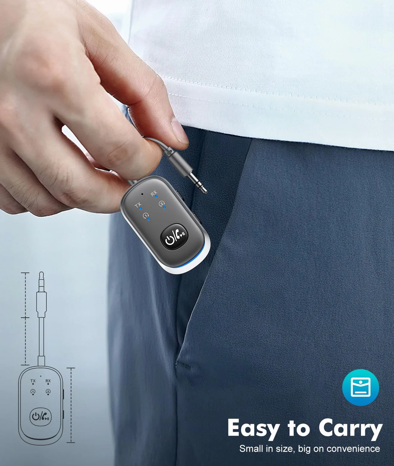 Mohard Bluetooth 5.3 Audio Adapter, Nadajnik Odbiornik AUX 3.5mm Jack do Samochodu Domu