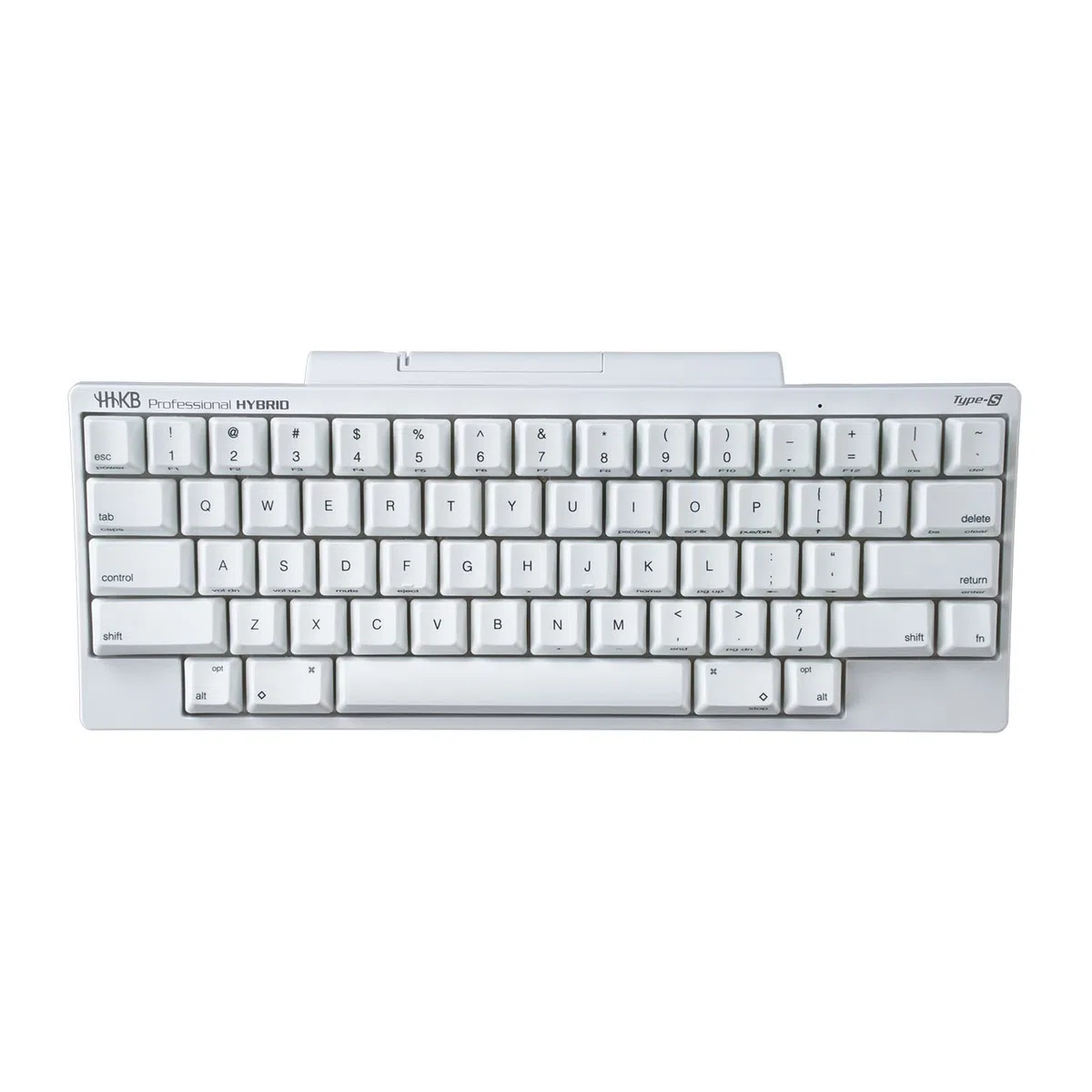 Klawiatura HHKB Professional Hybrid Type-S Snow, biała, bezprzewodowa mechaniczna 60% kompaktowa klawiatura, przenośna, ciche przełączniki, Bluetooth i USB-C, nadrukowana nasadka klawiszy