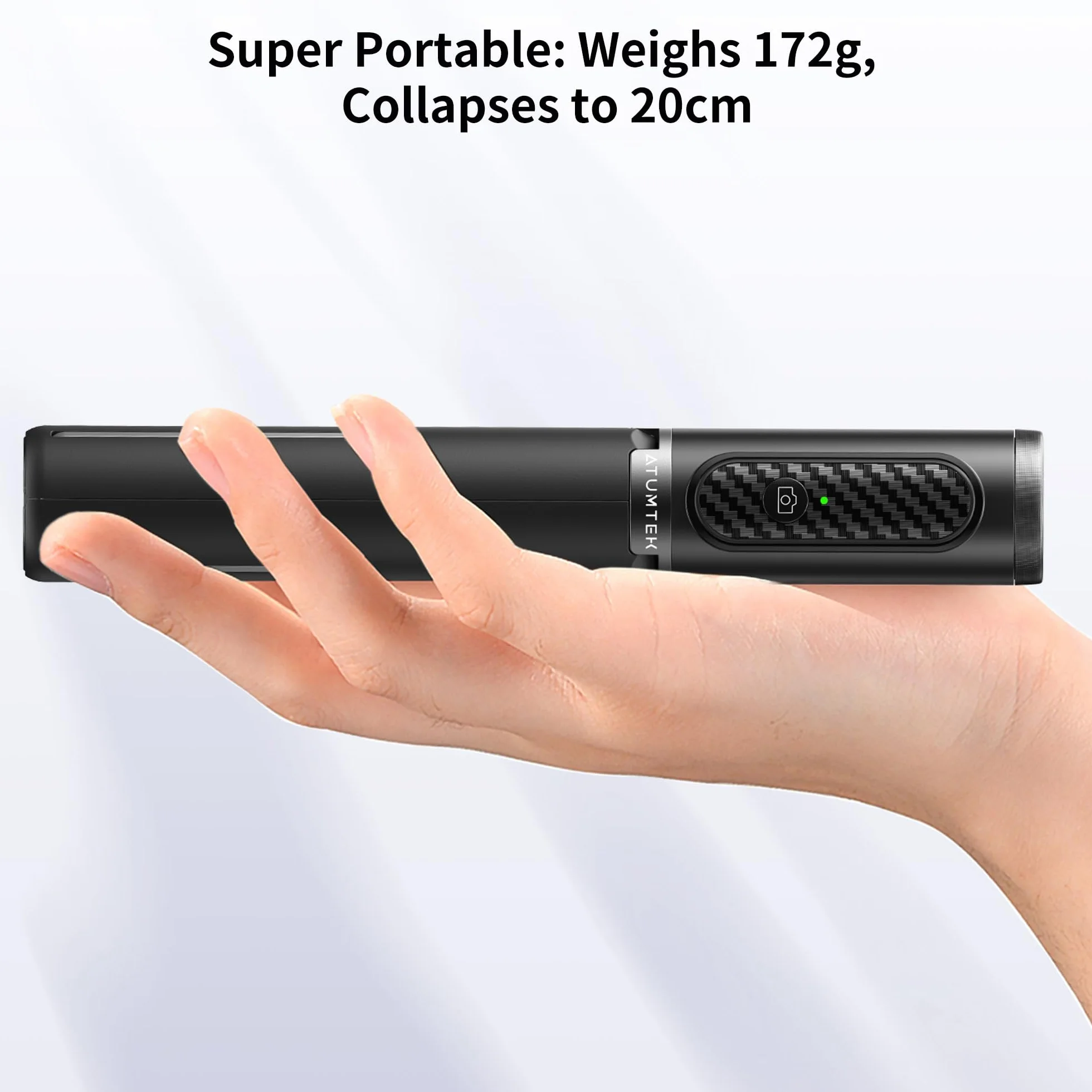 ATUMTEK statyw i kijek do selfie Bluetooth, możliwość rozszerzenia, 3 w 1, z aluminium, z bezprzewodowym pilotem zdalnego sterowania, obracany o 360°, do iPhone 13 / 12 / 12 mini / 11 Pro / XS Max / XS / 8 / 7, smartfonów Samsung