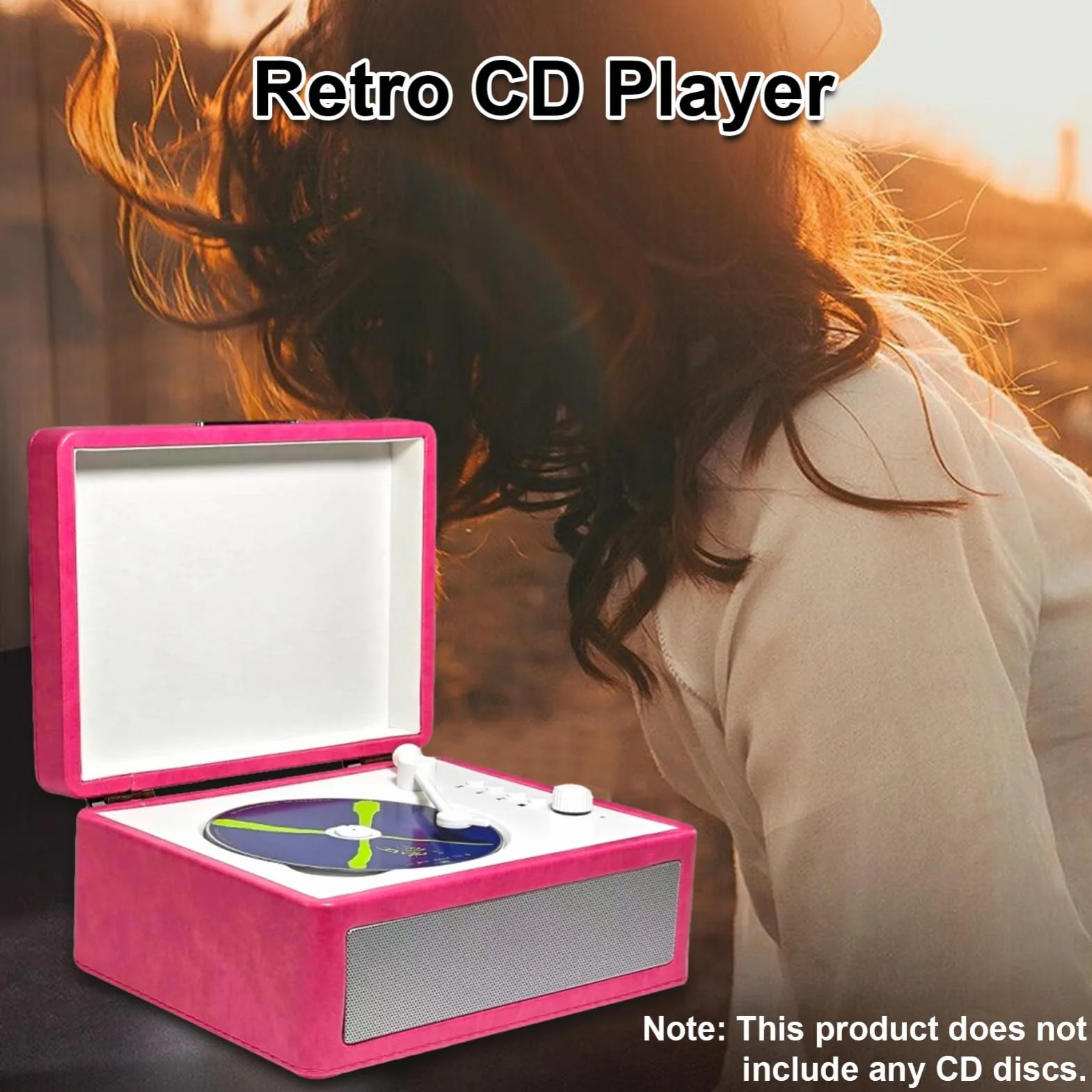 Odtwarzacz CD, Odtwarzanie Z Dysku USB Odtwarzacz Vintage CD Odtwarzacz Retro CD Z wkładką na płytę w Kształcie Tacy dla Entuzjastów Muzyki i Kolekcjonerów (ACOGEDOrx0kasqe7v-P)