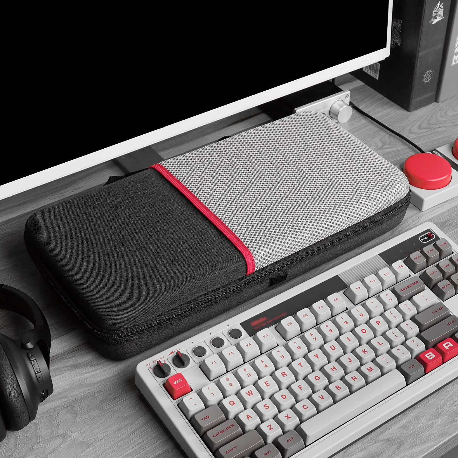 Geekria mechaniczna obudowa do klawiatury gamingowej Tenkeyless TKL, twarda torba podróżna, kompatybilna z 8Bitdo Retro Mechanical Keyboard Dual Super Programmable Keys (ciemnoszary)