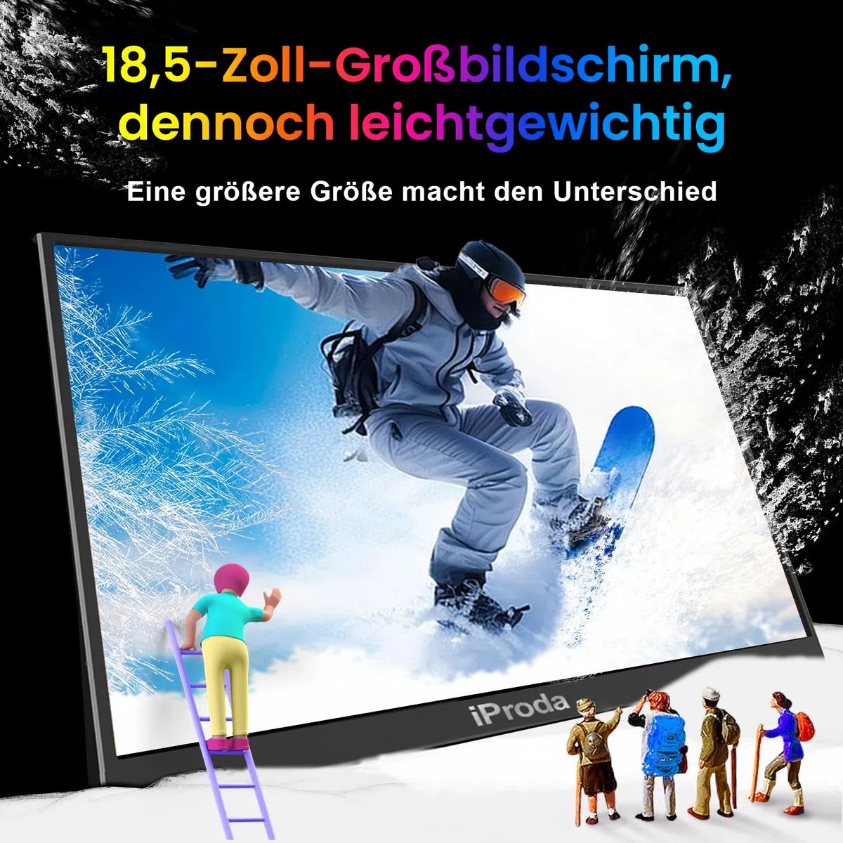 Przenośny monitor 18,5" 100% sRGB, ekran przenośny 1080p | Rozszerzenie ekranu laptopa z wbudowanym głośnikiem USB-C HDMI do komputera, telefonu komórkowego, Xbox, PS 3/4/5 i TV