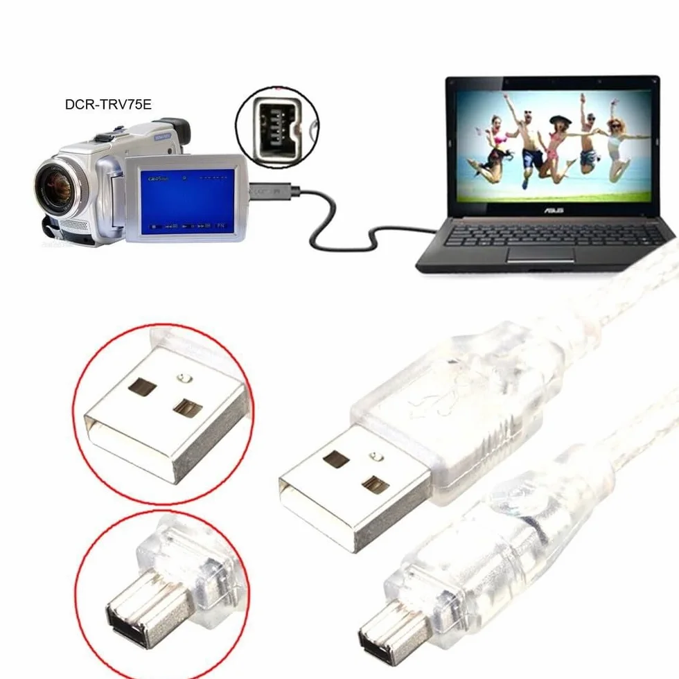 USB męski na Firewire IEEE 1394 4-pinowy męski kabel adaptera iLink do DCR-TRV75E DV 1 m kabel USB Firewire