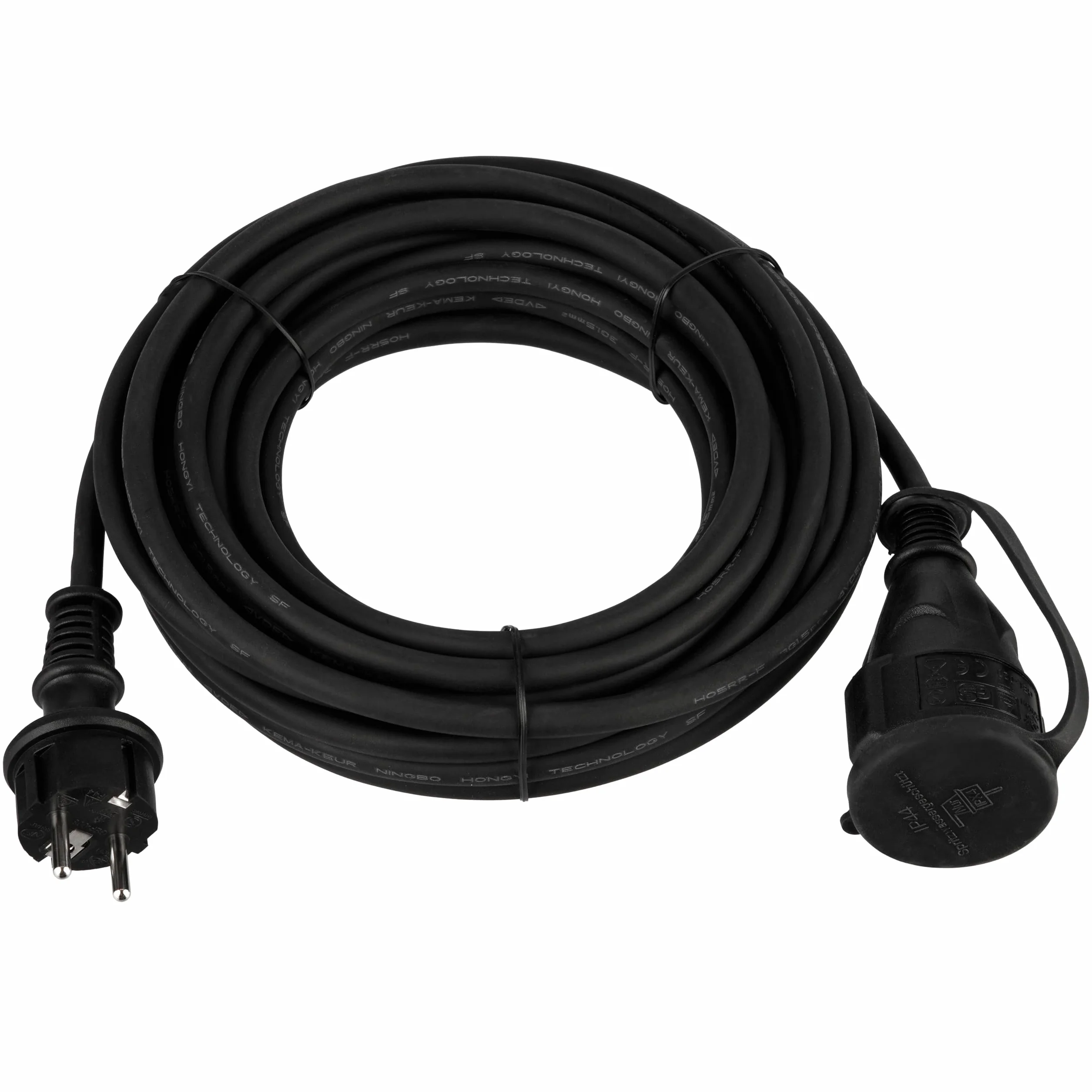 REV 0065109 przedłużacz, kabel przedłużający do użytku na zewnątrz, wodoodporny, 10 m, 3680 W, czarny