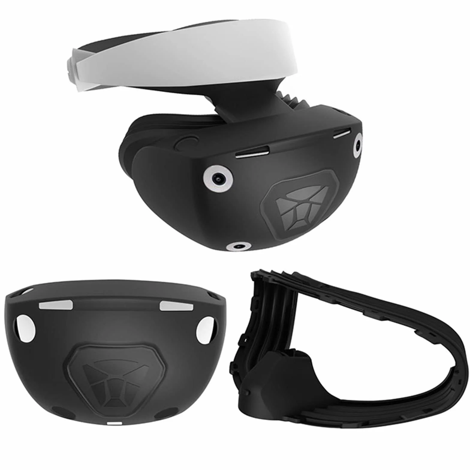HUAYUWA VR Protceive etui kompatybilne z PS VR2 osłona obiektywu z korpusem zestawu słuchawkowego silikonowe etui i kontroler, antypoślizgowe podkładki silikonowe