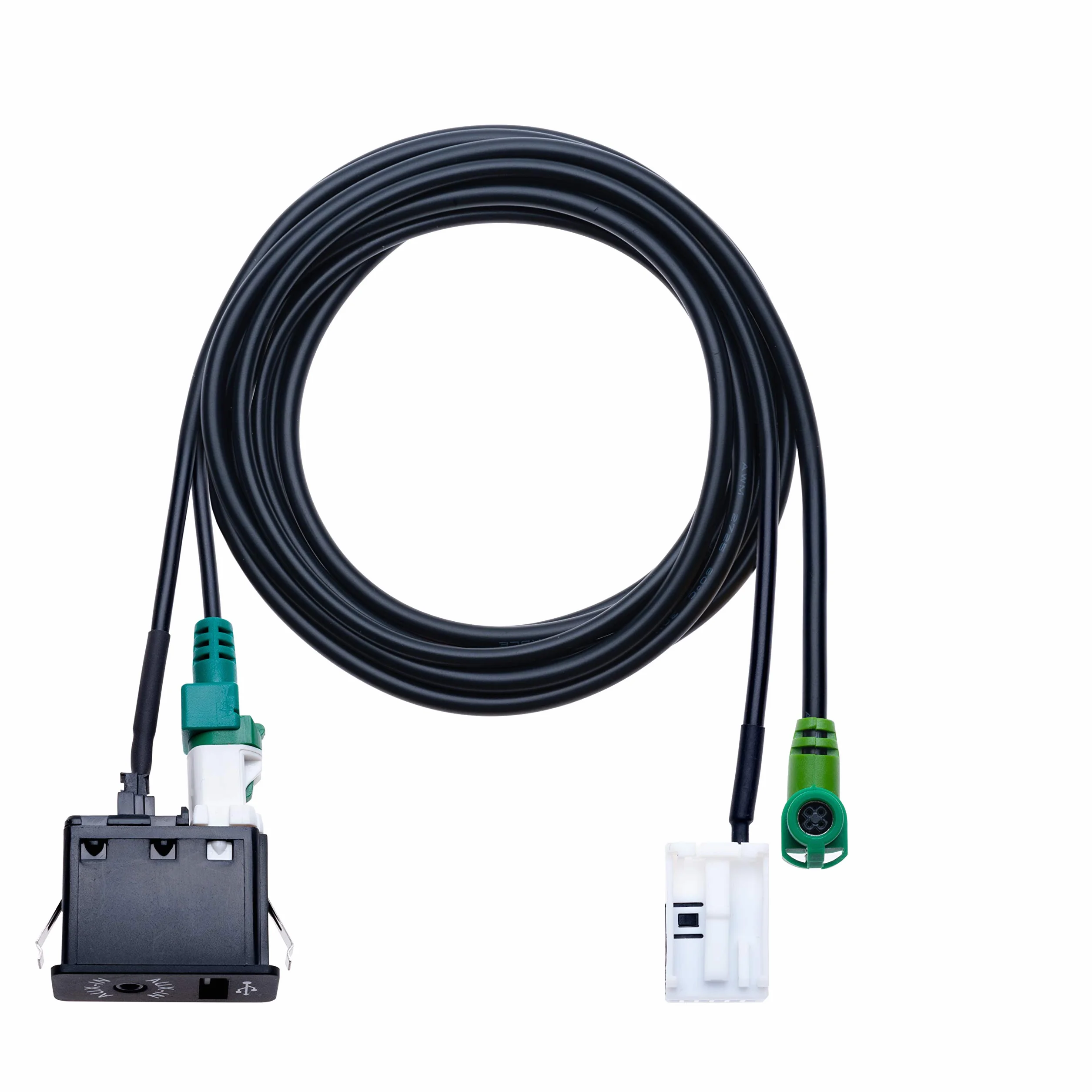 Przełącznik samochodowy USB AUX + 4-pinowy przewód połączeniowy USB + 12-pinowy kabel wiązki AUX | Kompatybilny z radiem samochodowym BMW 1 3 5 6 E81 E82 E87 E88 E90 E91 E92 E93 E60 E61 F07 F10 F11
