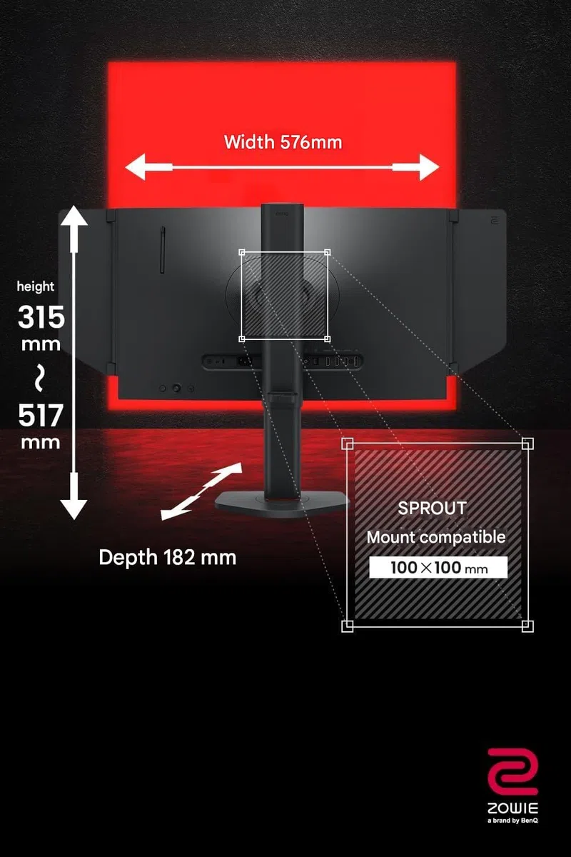 BenQ Zowie XL2566X+ ekran do gier, 24 cale, 400 Hz, szybki TN, DyAc 2, 1080p, HDMI 2.0 X3, DisplayPort 1.4, XL Setting to Share, przełącznik S, regulacja wysokości płynu, podstawa progamer