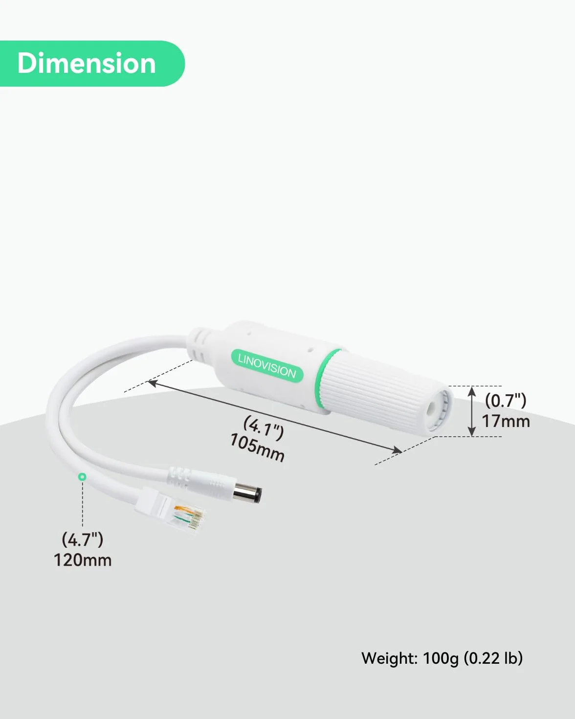 LINOVISION Wodoodporny rozdzielacz POE DC12V, zewnętrzny Power over Ethernet 10/100 Mb/s IEEE802.3af/at 2 szt.