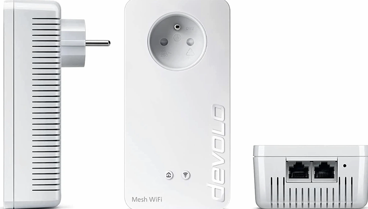 devolo Magic 2 WiFi 5 (ac) Zestaw multiroom: 3x adaptery PowerLine WiFi, gniazdo Gigogne (2400 Mbits, 5x porty Gigabit Ethernet) idealne do pracy i przesyłania strumieniowego, wtyczka francuska