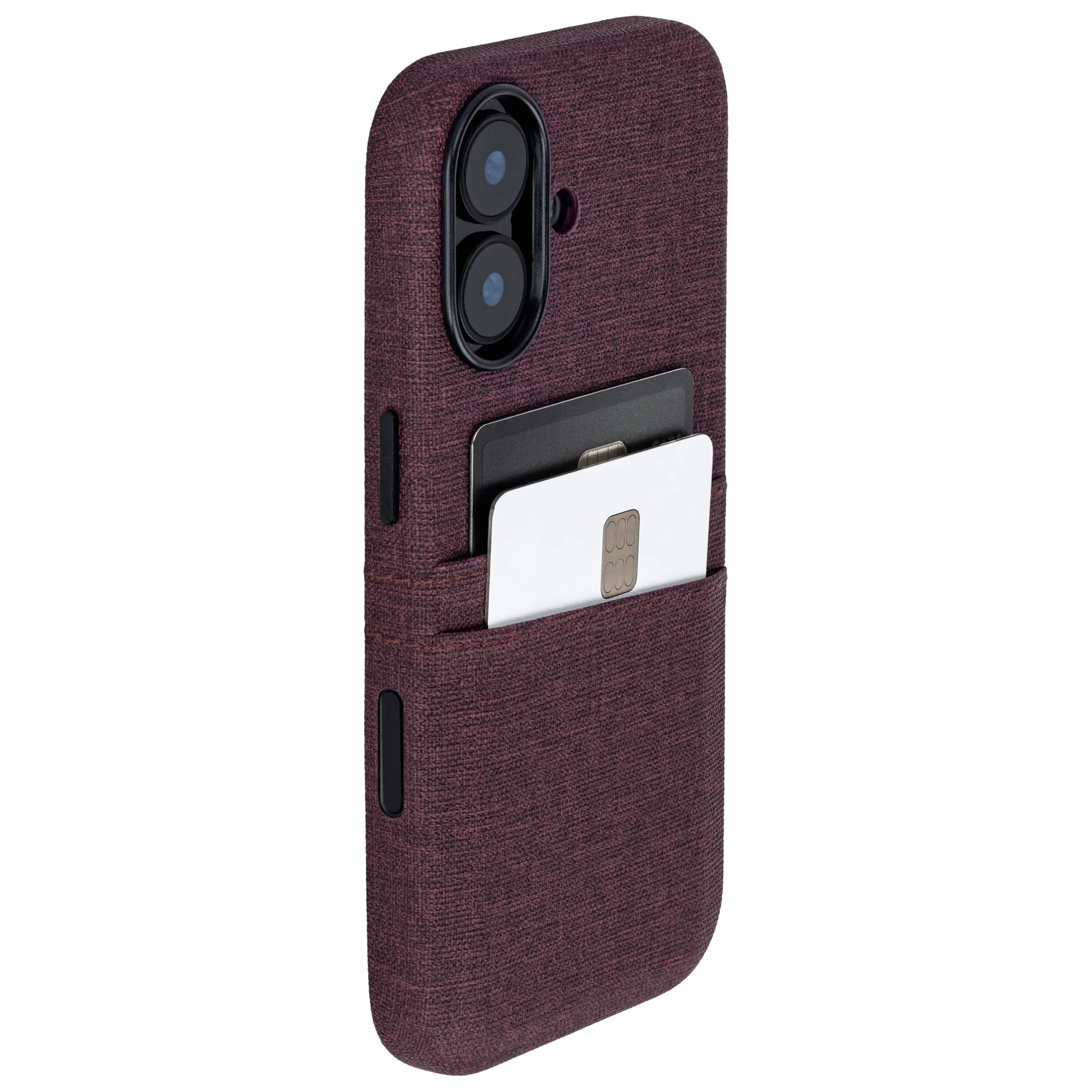 Dockem Etui na Karty do iPhone 17 z Magnetyczną Płytką Montażową, Przycisk Sterowania Aparatem, Portfel z 2 Kieszeniami: M2 Luxe Sztuczna Skóra Styl Płótna (Burgundia)
