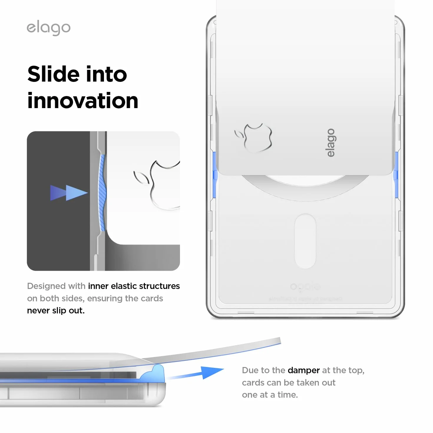 elago Przezroczyste magnetyczne etui na karty kompatybilne z MagSafe dla iPhone 17/16/15/14/13/12 Series - bezpieczny portfel na telefon, trwała konstrukcja PC, ochrona przed uszkodzeniami