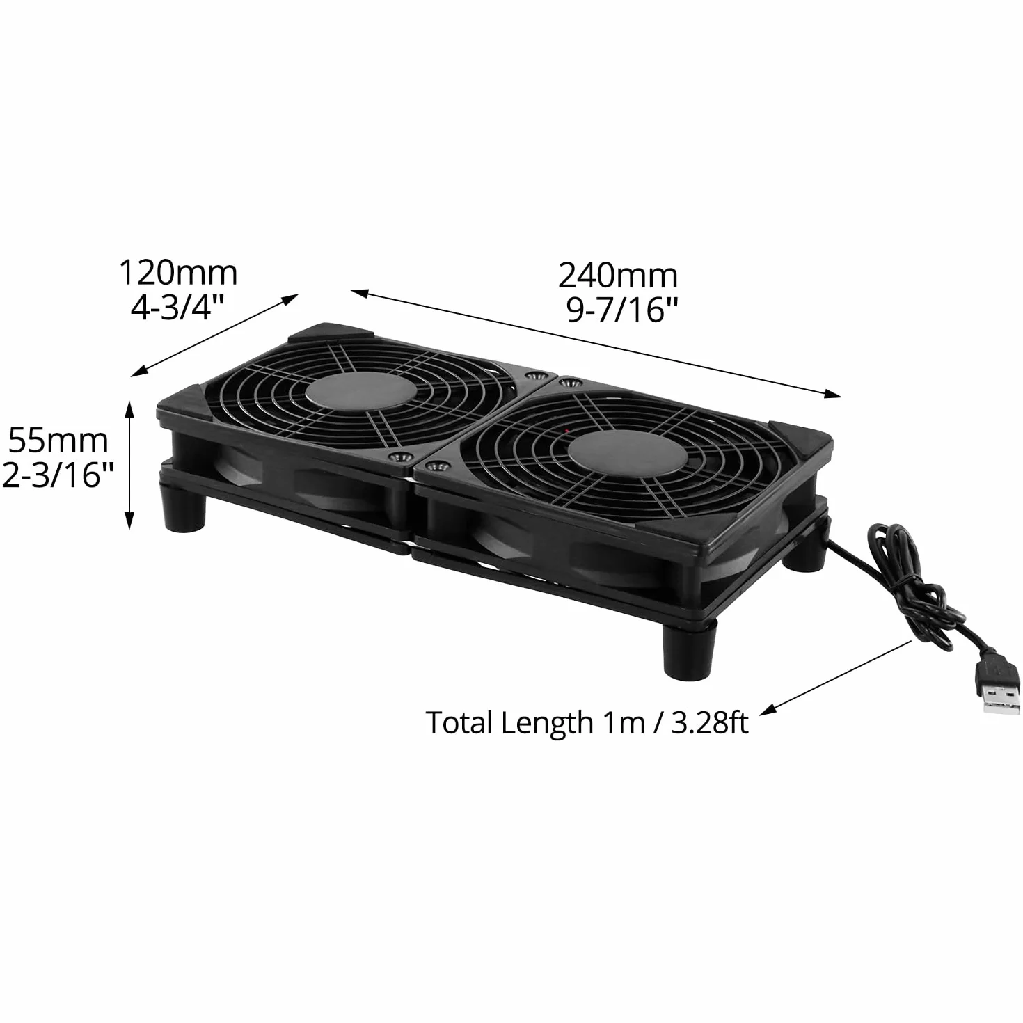 QWORK Wentylator USB PC 120 mm podwójny 2 w 1 5 V